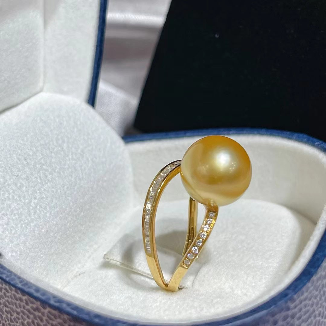 Luxurious 11-12mm South Sea Golden Pearl Jewelry with Near-Perfection