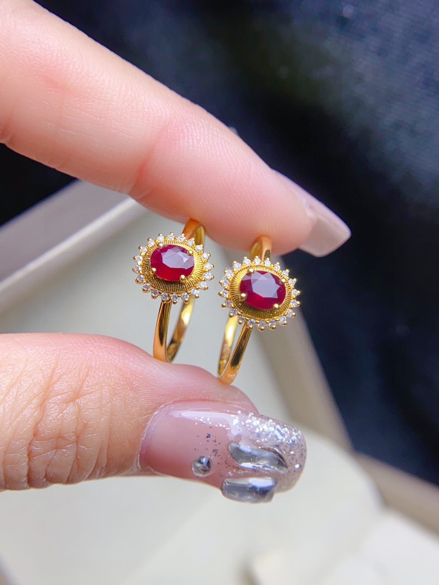 Natural Ruby Ring in 18K Gold with Diamond Accent - Exquisite Jewelry