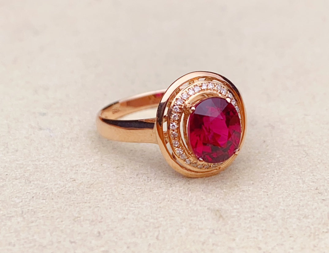 Exquisite Red Tourmaline Ring - A Symbol of Good Fortune and Vitality in Fine Jewelry