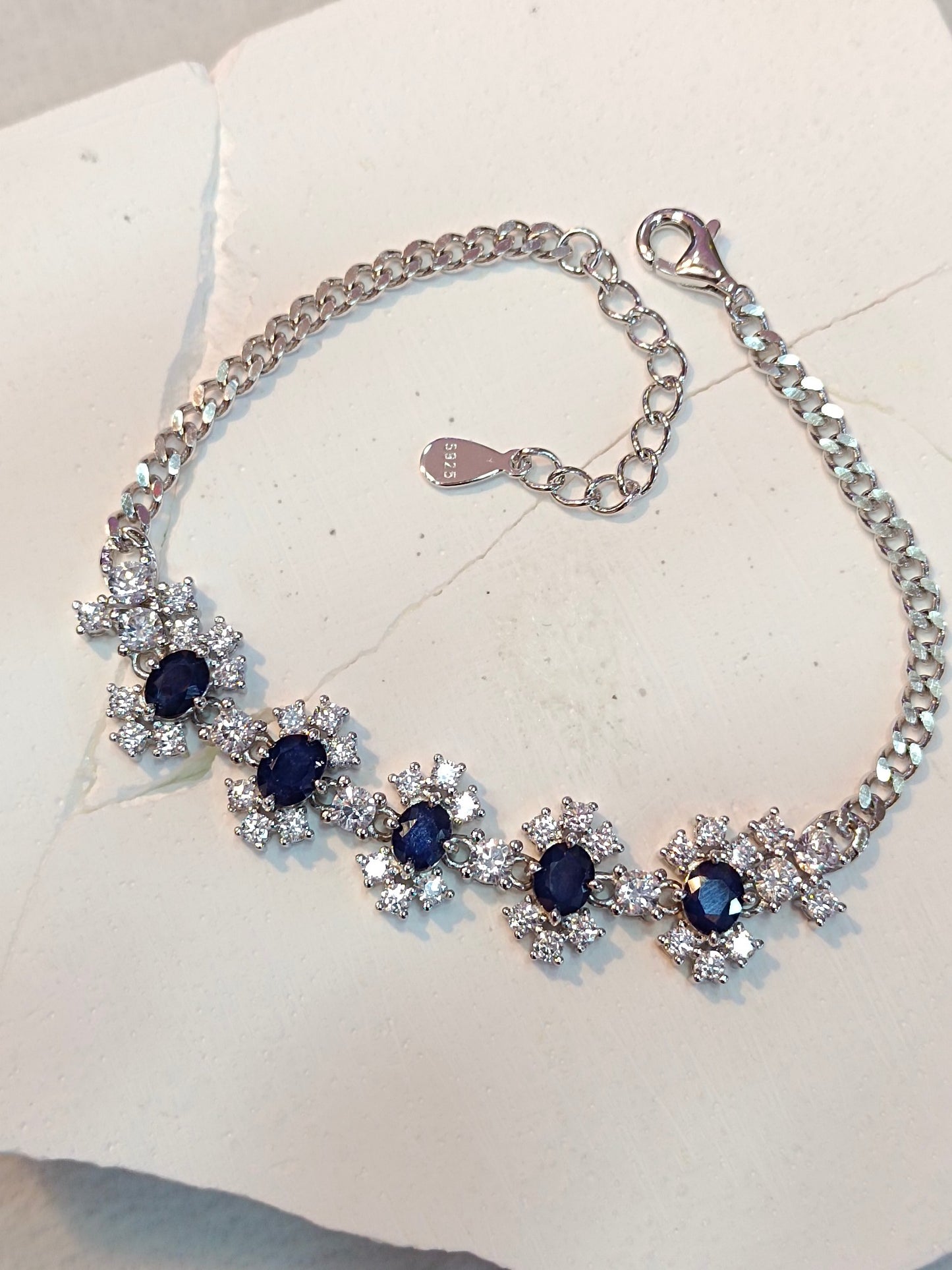 Exquisite S925 Silver Sapphire Jewelry Bracelet