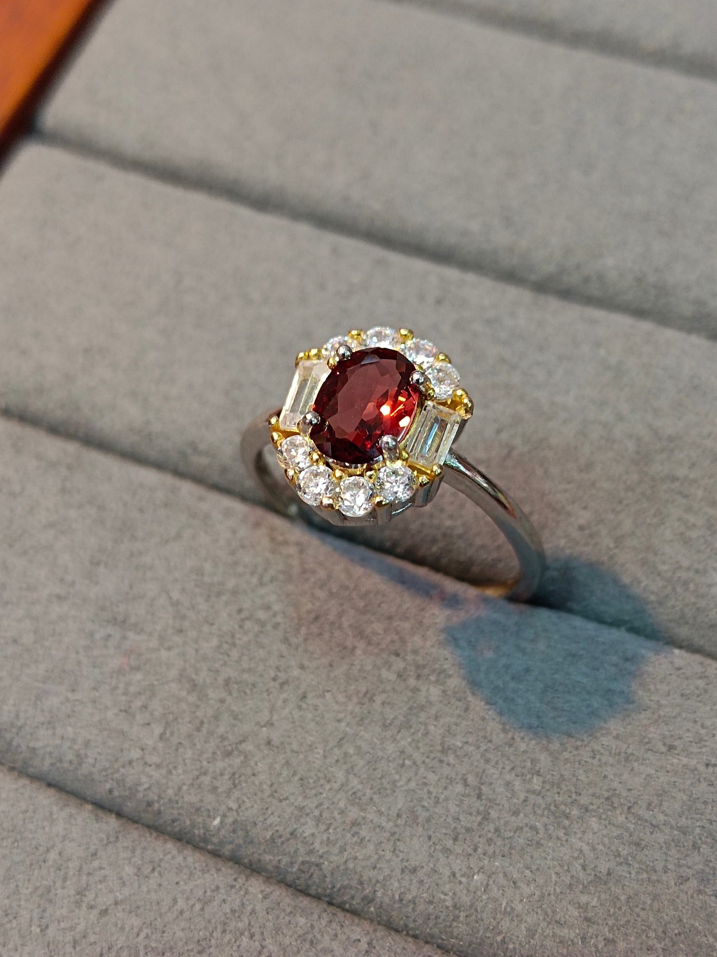 Sterling Silver Garnet Ring - Adjustable Jewelry