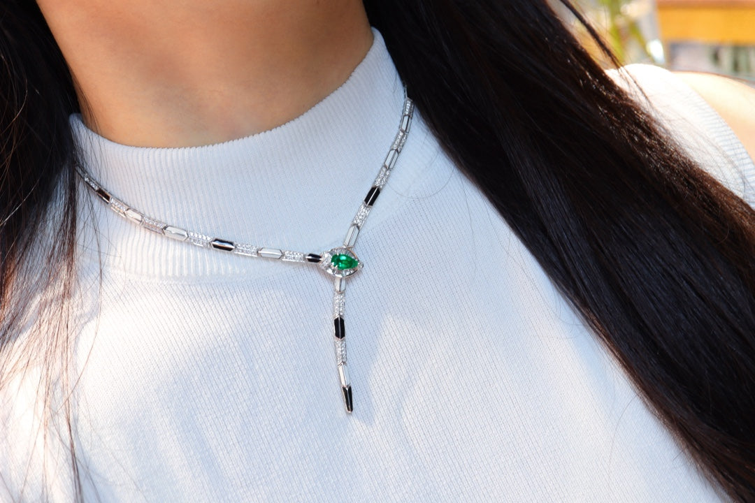 Serpentine Design Emerald Necklace - Premium Jewelry Piece