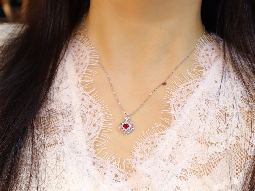 Heart-Shaped Pigeon Blood Ruby Pendant Jewelry - A Mesmerizing Gem