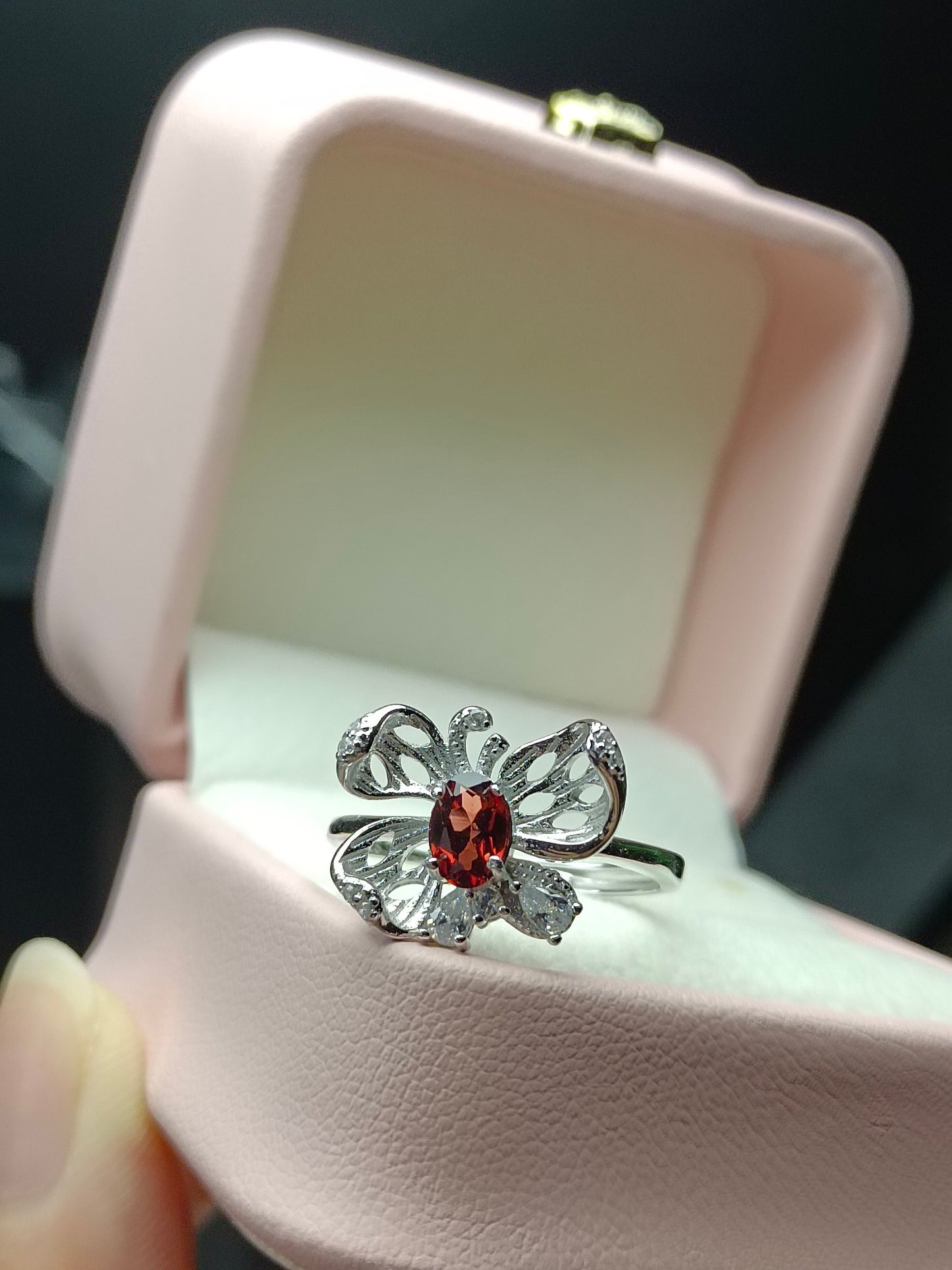 Natural Garnet Butterfly Ring - Exquisite Jewelry for Elegant You