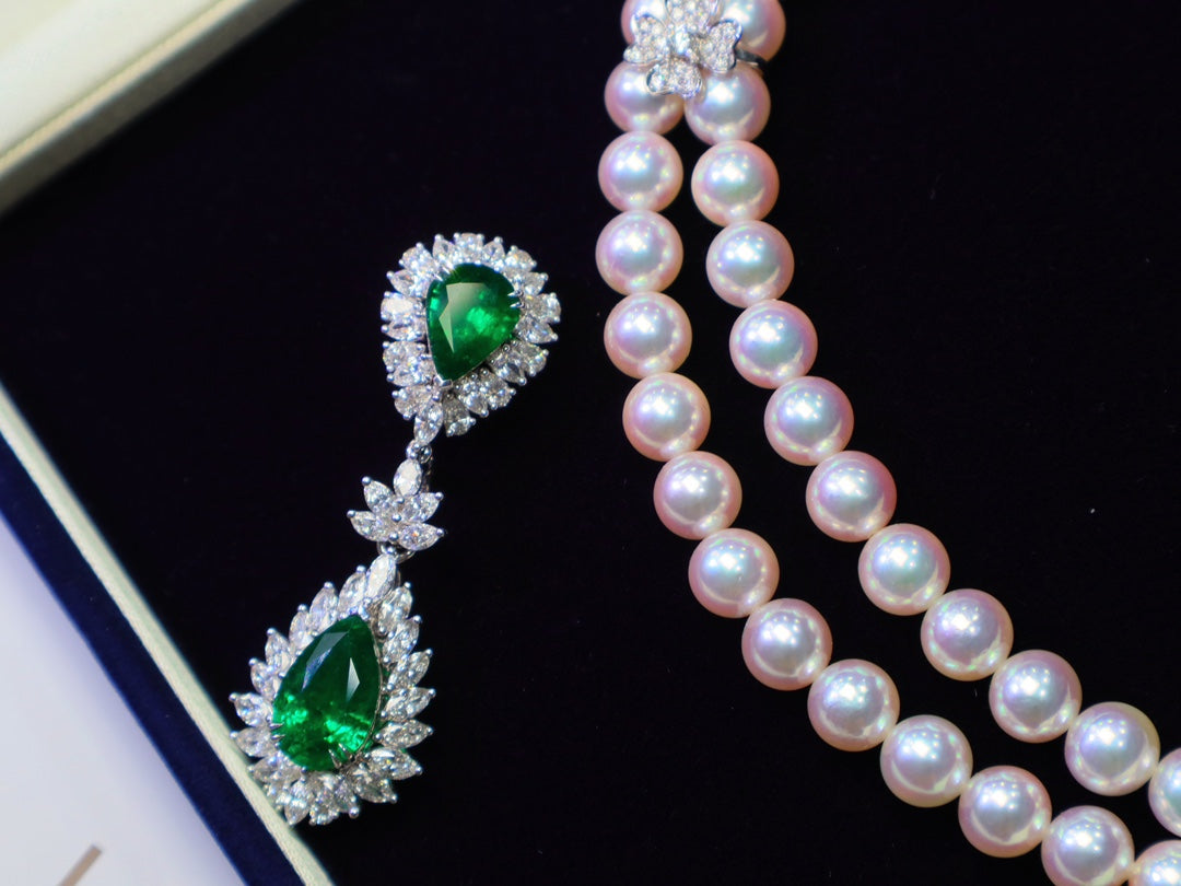 Luxury High-End Jewelry: "Tiannu" Pearl and Emerald Evening Dress Chain