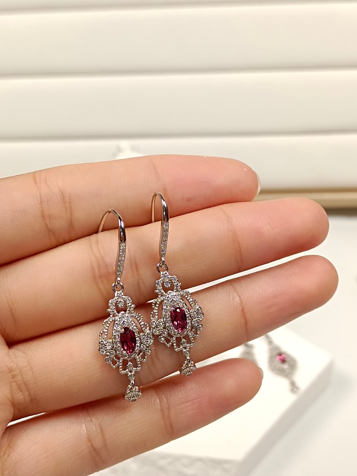 Vintage Style S925 Silver Embedded Purple Garnet Earrings - Jewelry for Elegance