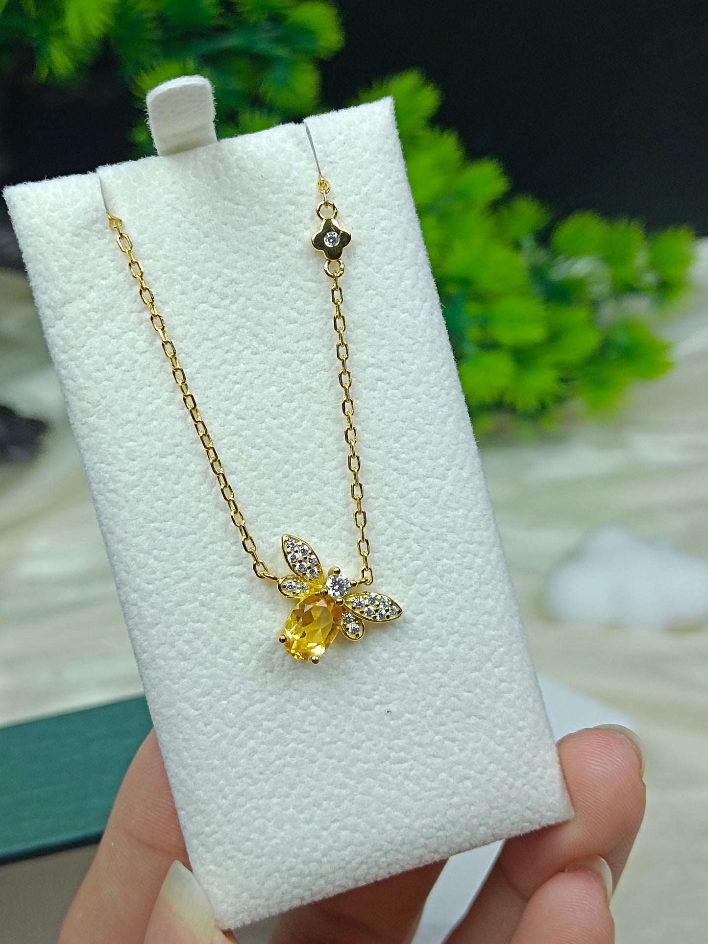 S925 Silver Exquisite Yellow Crystal Bee Set Jewelry