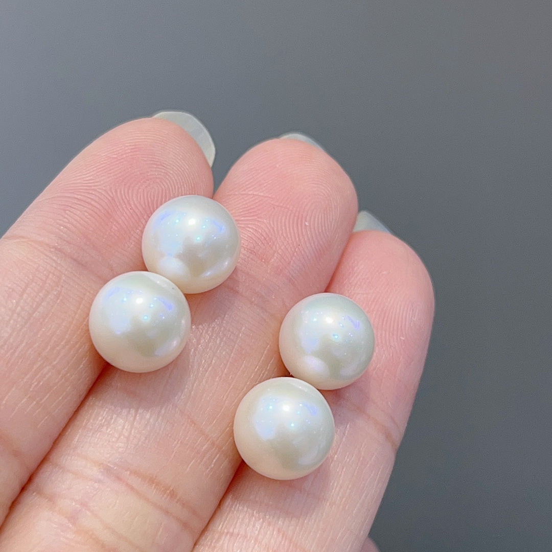 9-10mm Natural Freshwater Pearl Earrings with 18K Gold Posts - Elegant Jewelry