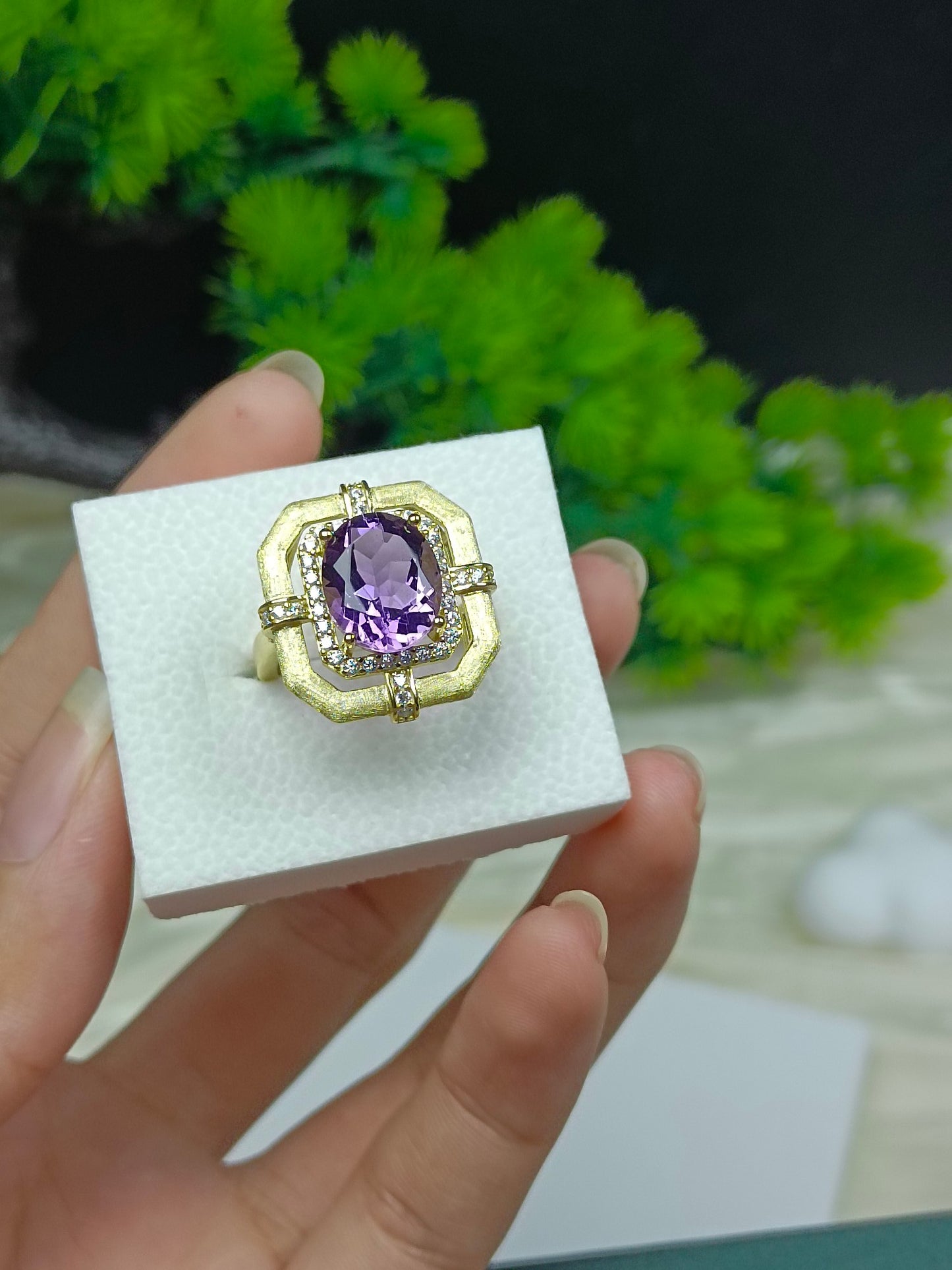 Exquisite S925 Silver Embedded Amethyst Luxury Jewelry Set