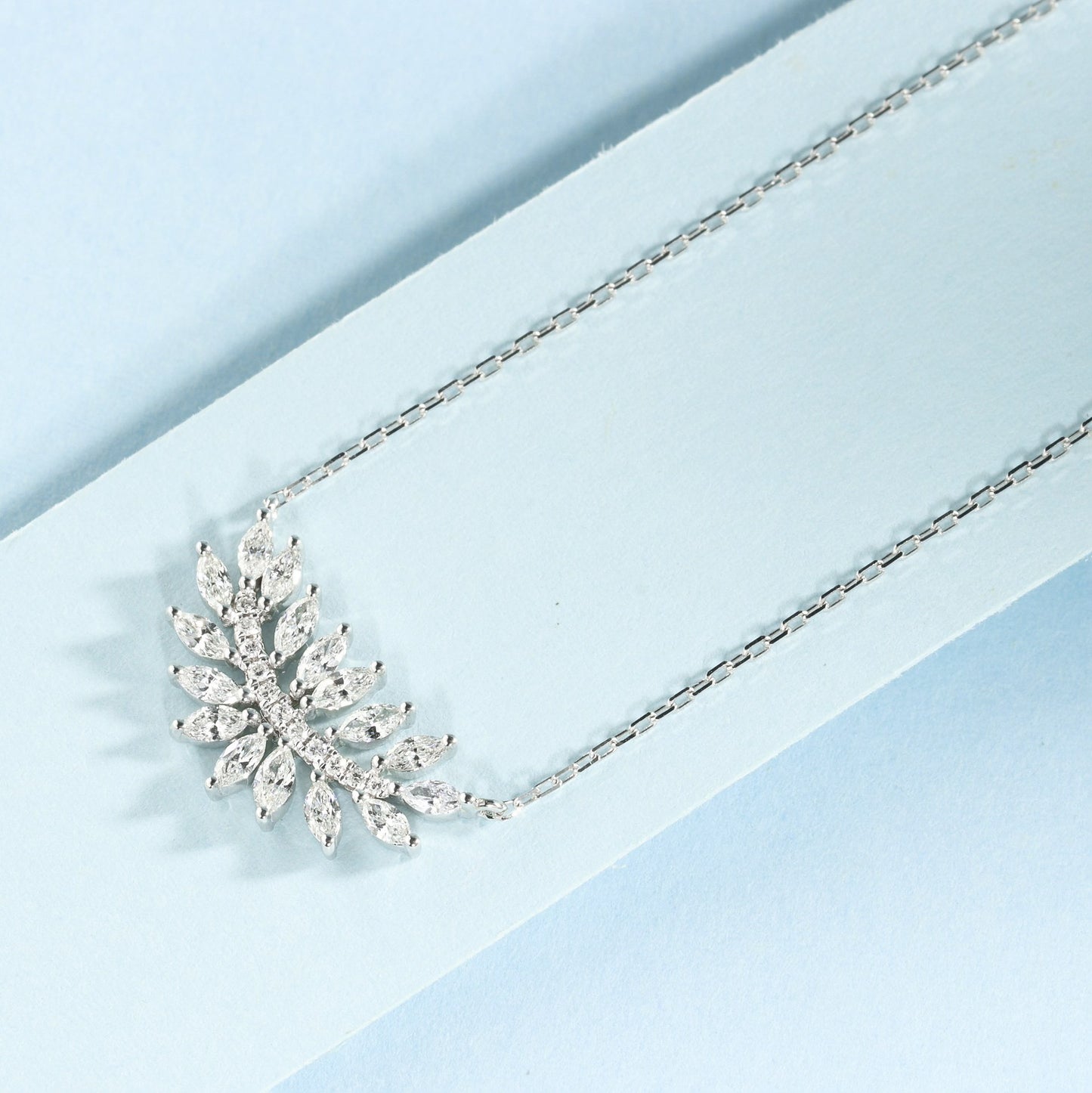 18k Diamond Cultured Marquise Leaf Necklace - LGXL042