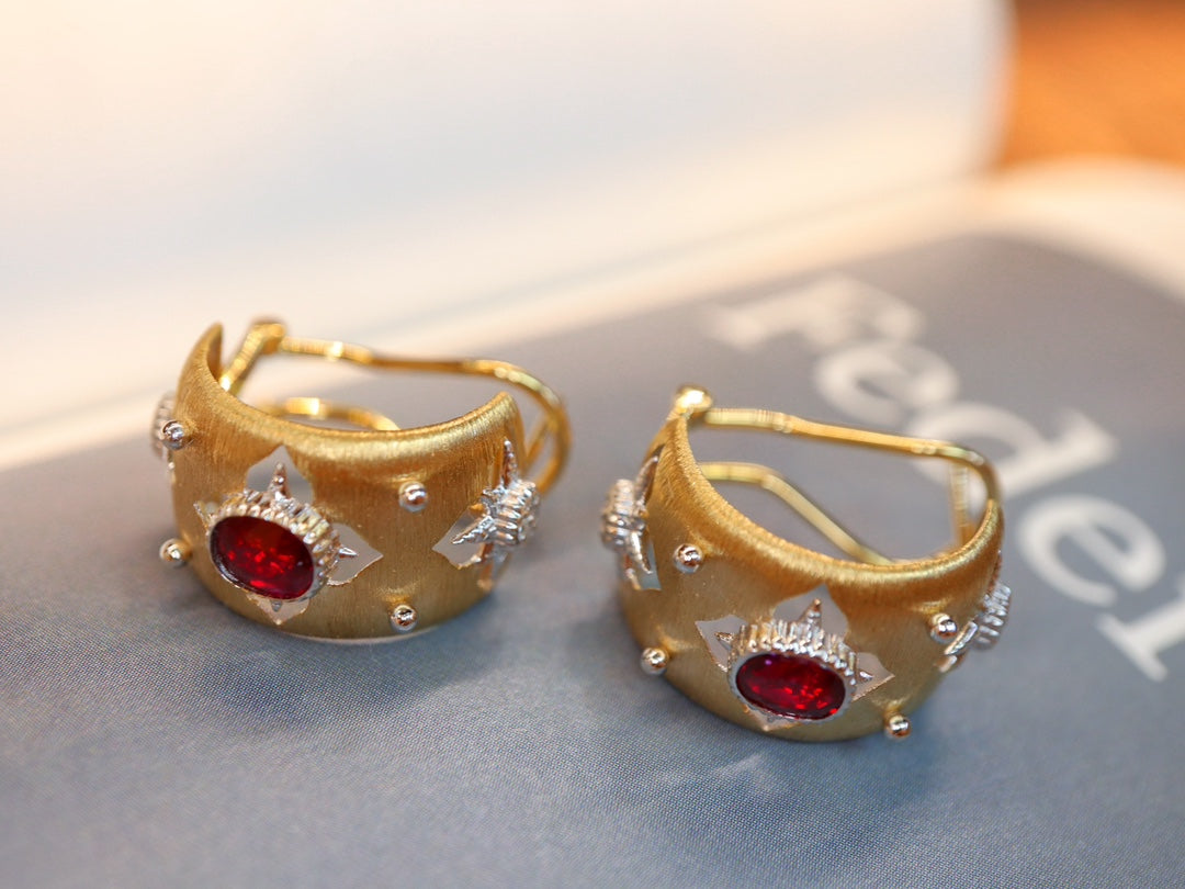 Buccellati-Style Ruby Ear Clips Jewelry