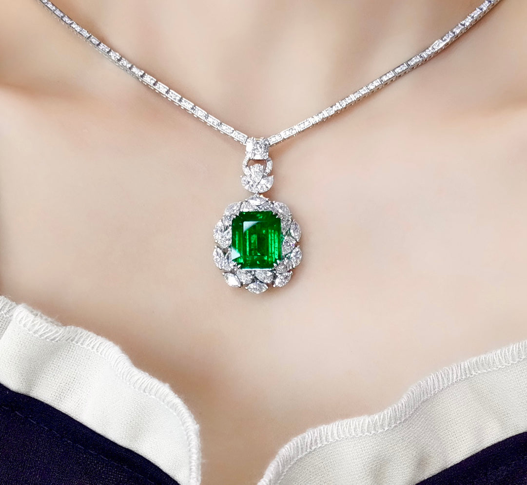 Jewelry Marvel: Collector's Grade Large Carat Vivid Green Watsonian Emerald Pendant