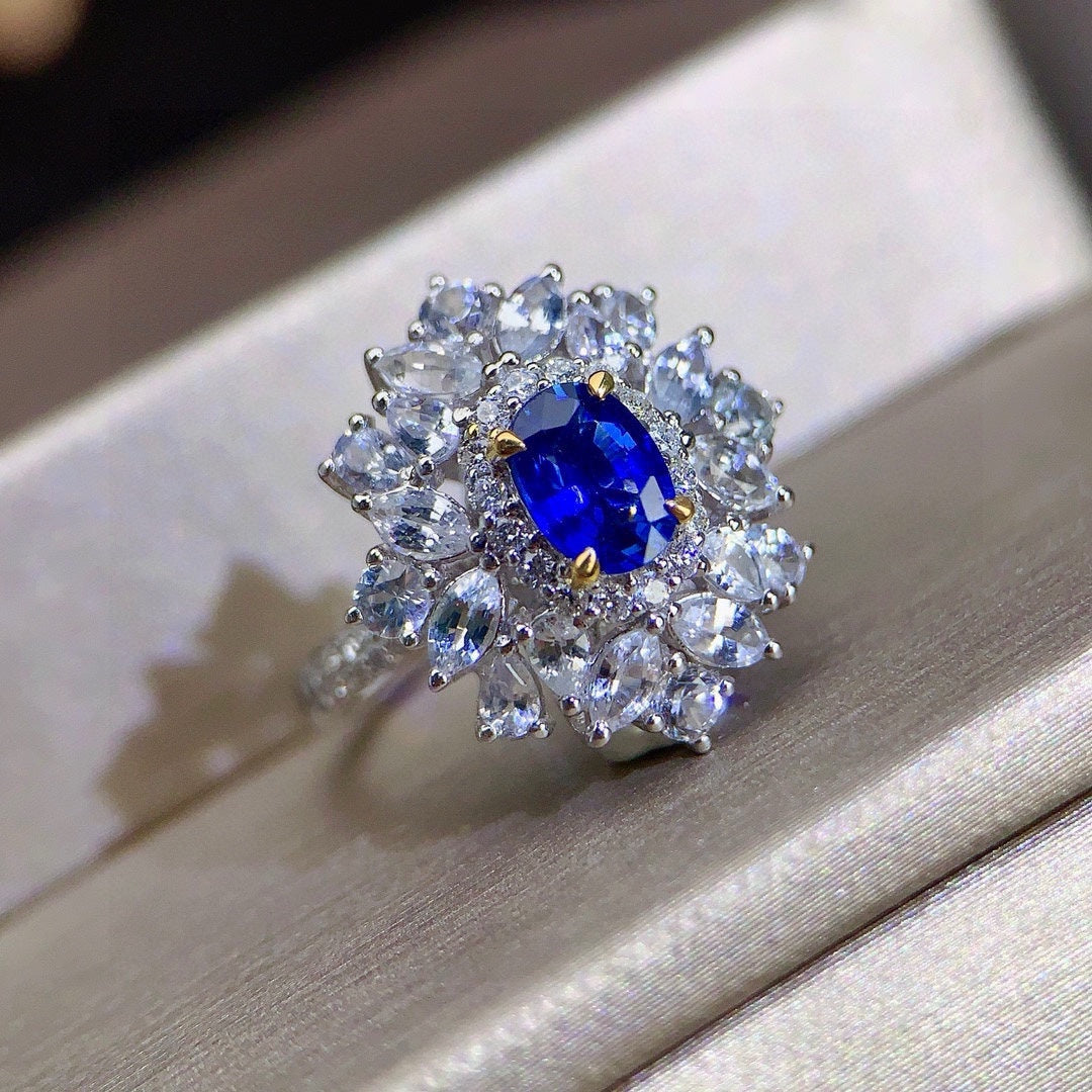 Luxury Sapphire Ring with Diamond Accents - High-End Jewelry