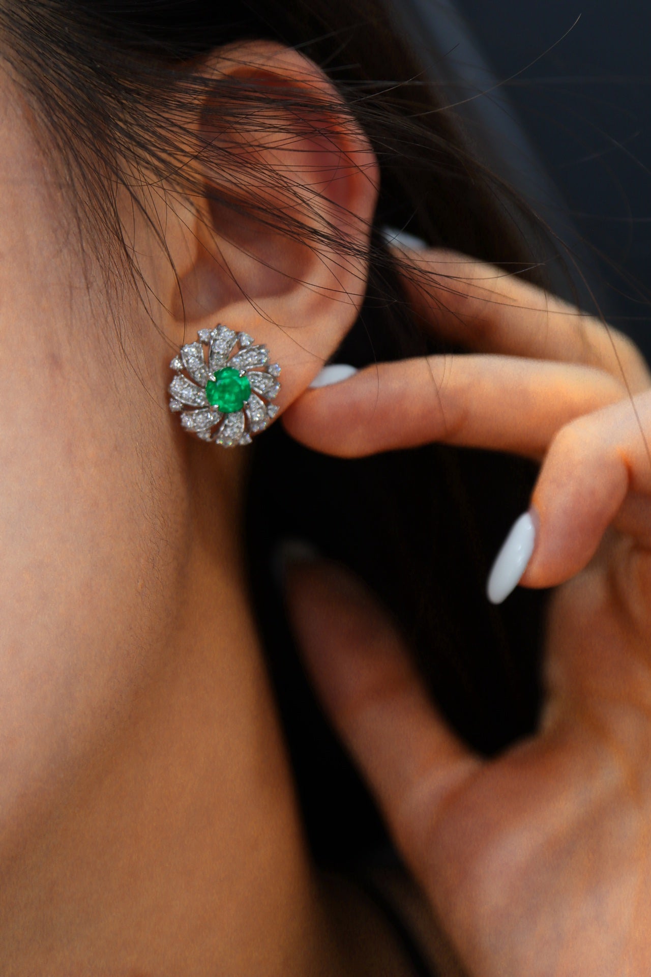 Emerald Stud Earrings with Diamond Halo - Luxurious Jewelry Piece