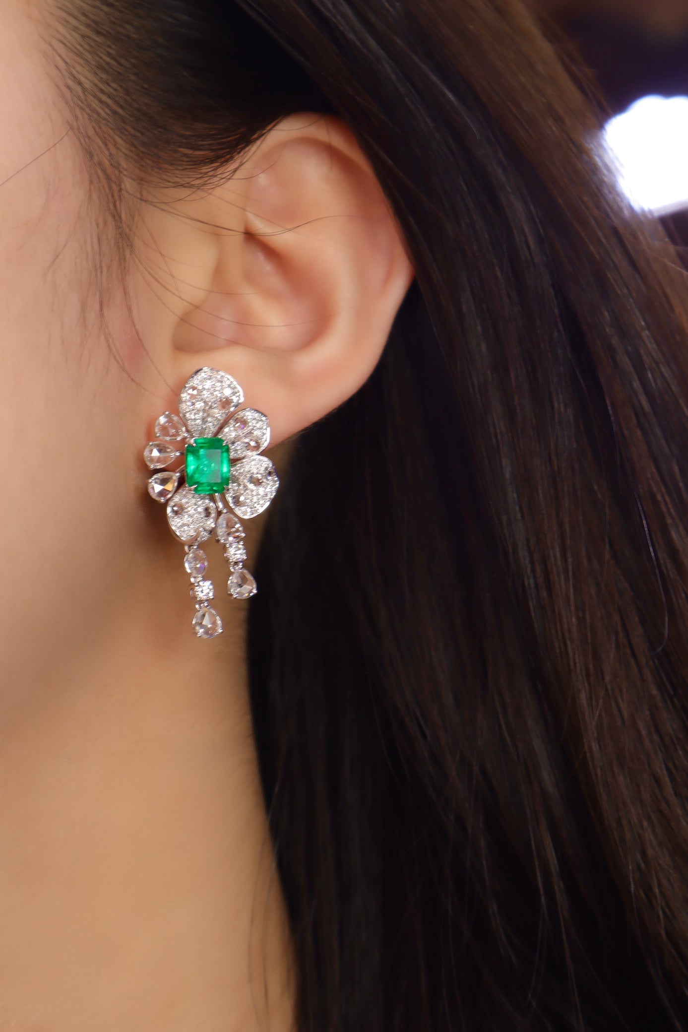 Emerald Earrings "Blooming Elegance": A Unique Jewelry Piece