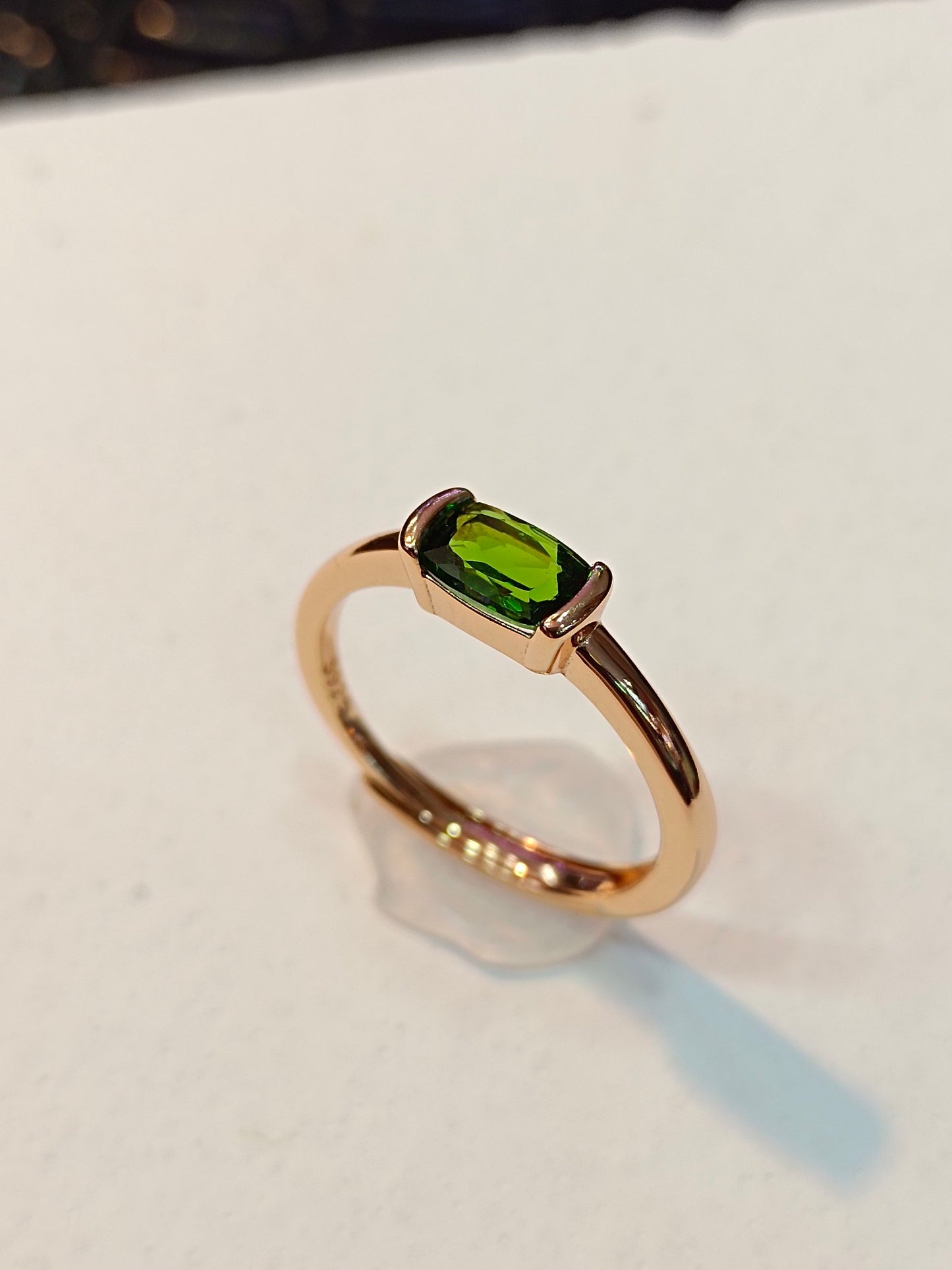 Anello diopside in argento S925 realizzato a mano con caratteristica regolabile - Gioielli eleganti