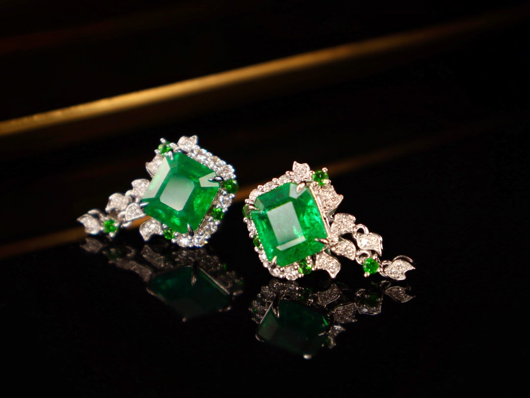 Emerald Earrings - 4.37ct Designer Piece with GILD Certification