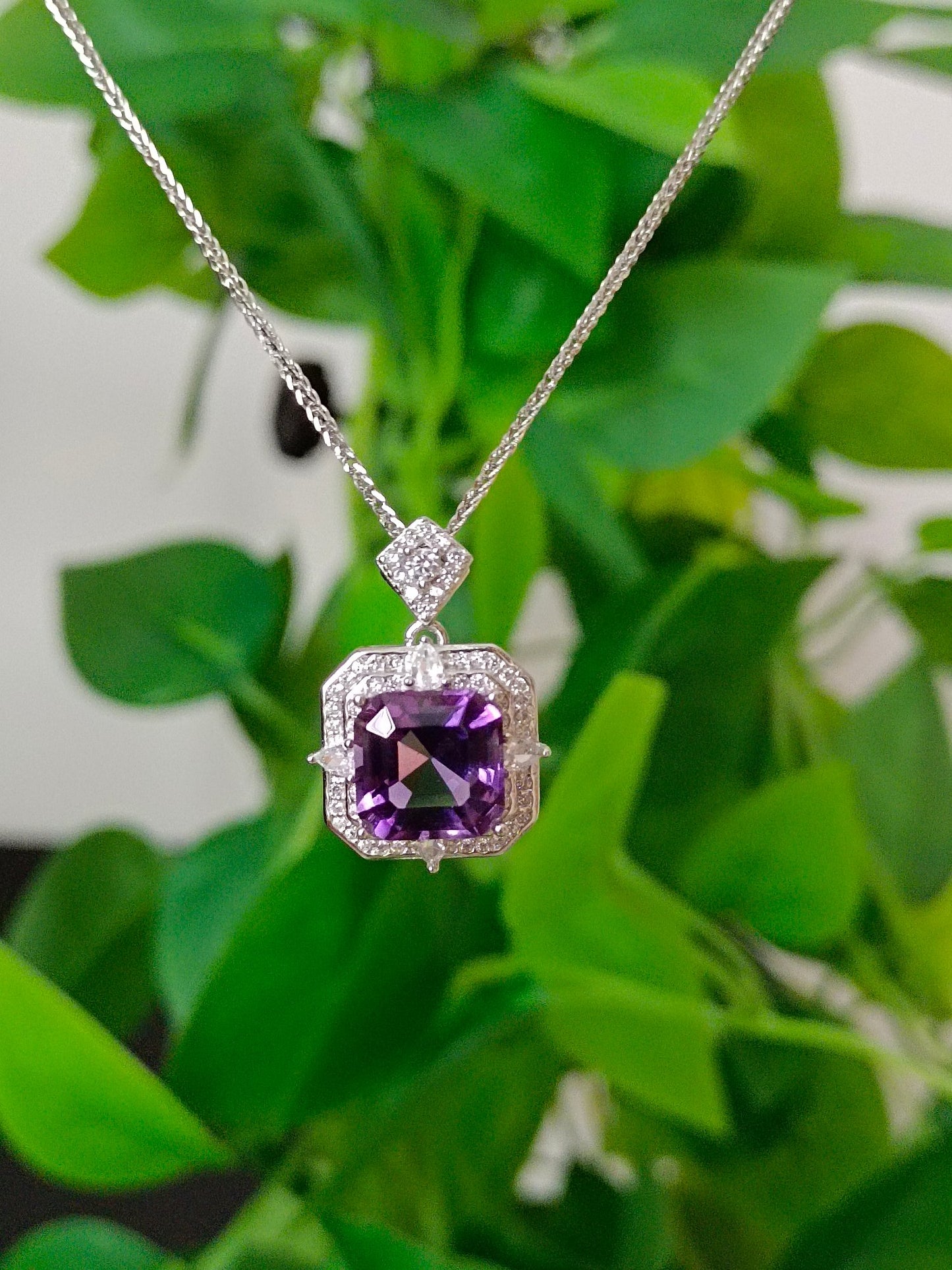 Loket Persegi Amethyst Ungu Asli - Barang Kemas Cantik