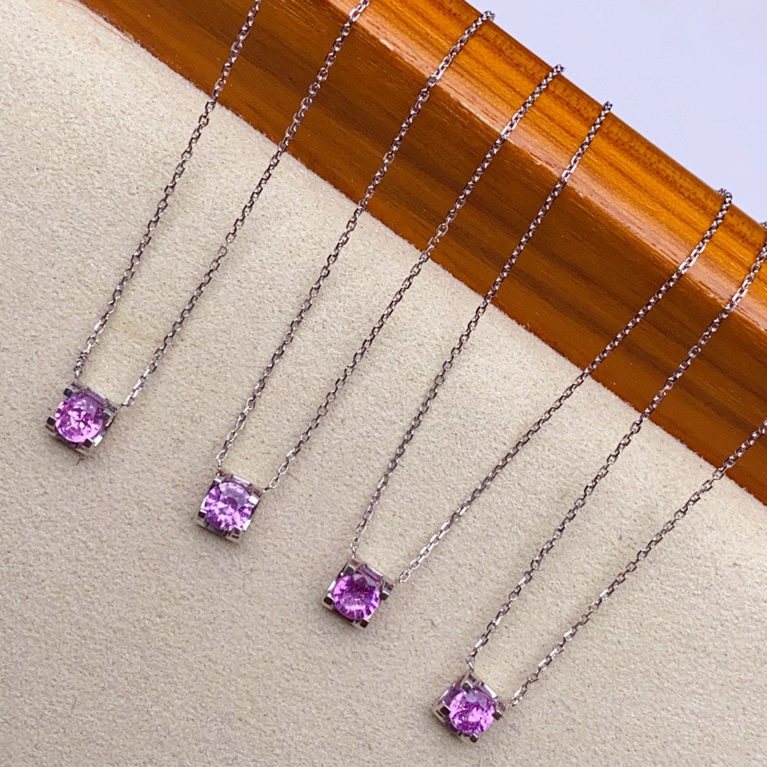 Super Girly and Romantic Cubic Zirconia Pink Sapphire Necklace Jewelry