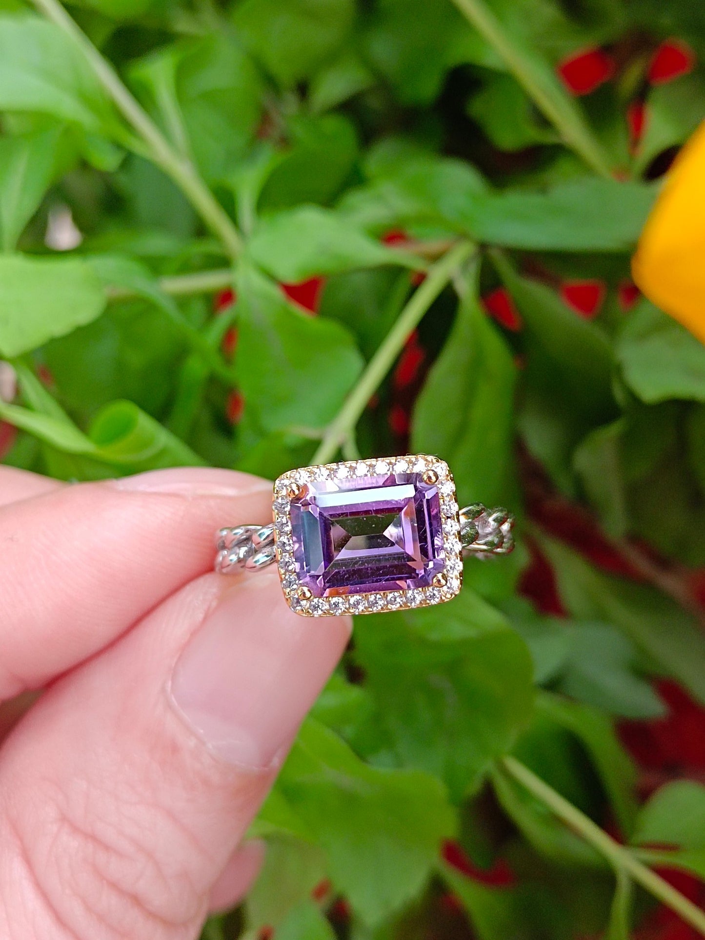 Cincin Kiub Amethyst Ungu Asli Berseri - Barang Kemas Anggun