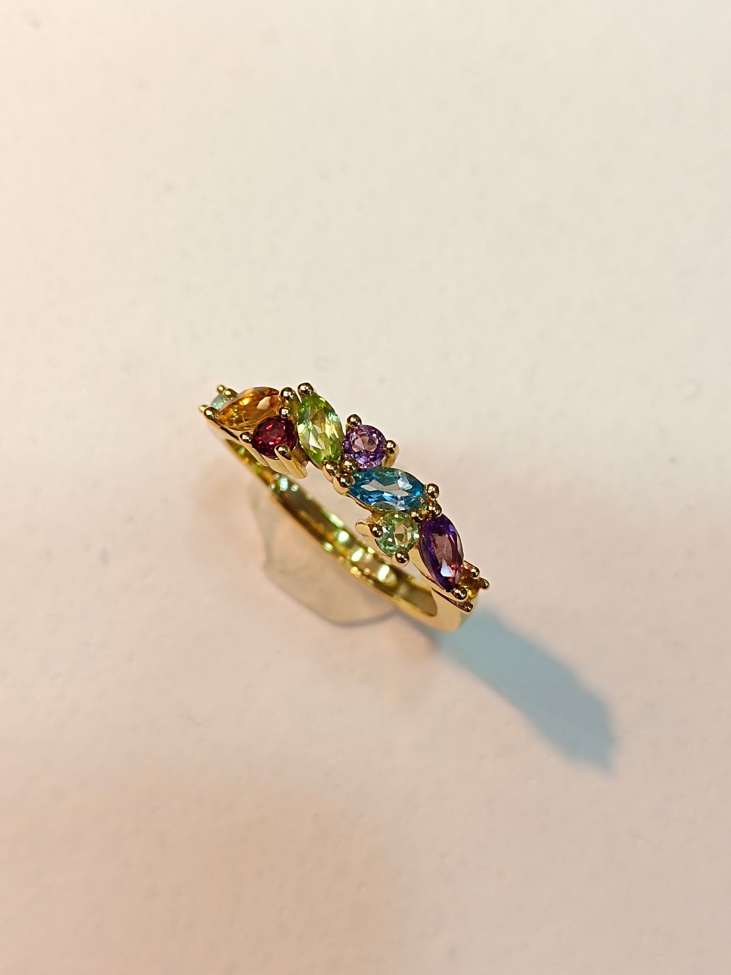 Anello di pregiata fattura in argento sterling S925 con cristalli arcobaleno - Gioielli regolabili