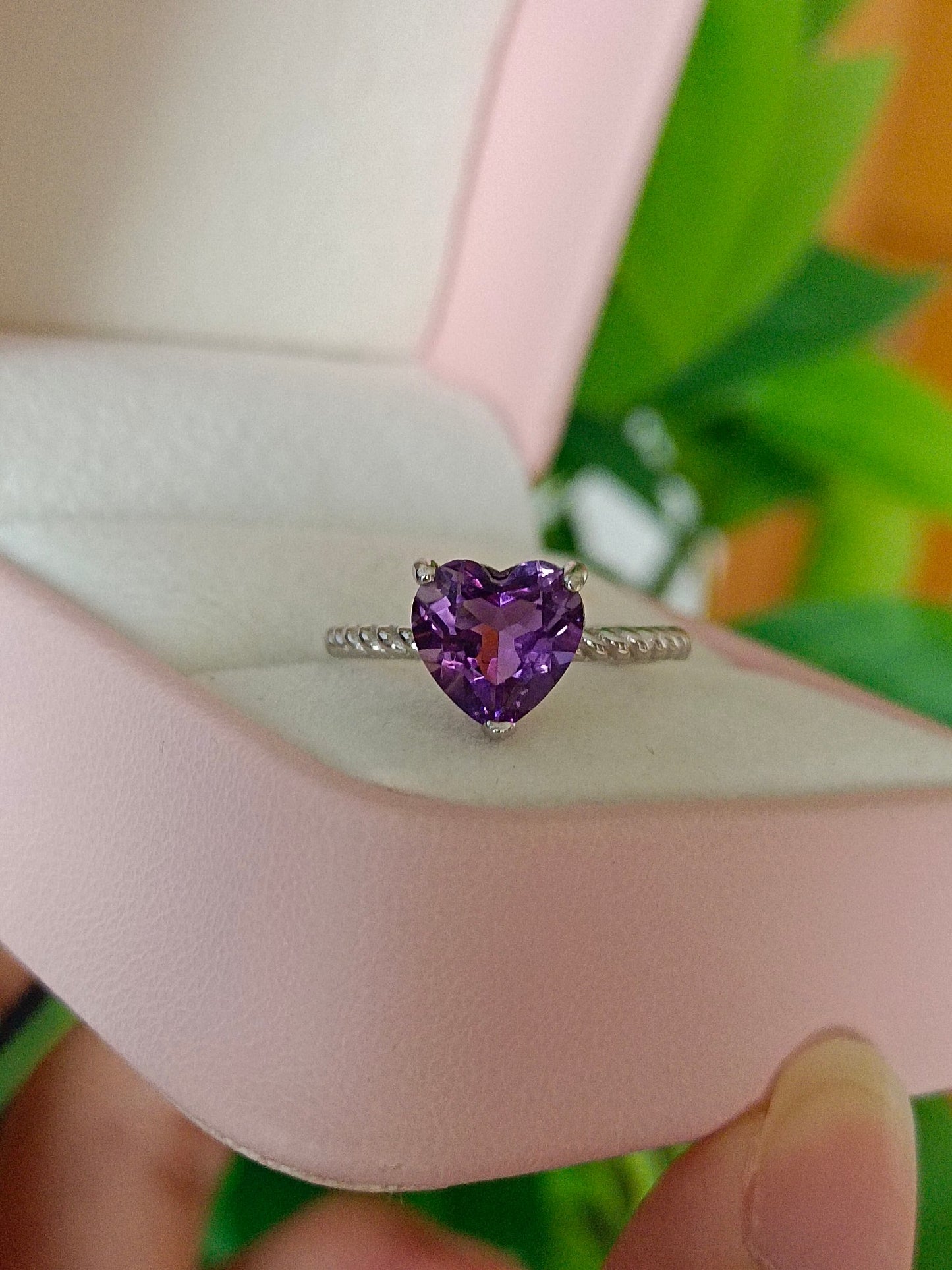 Mystic Purple Heart Ring - Natural Amethyst Jewelry