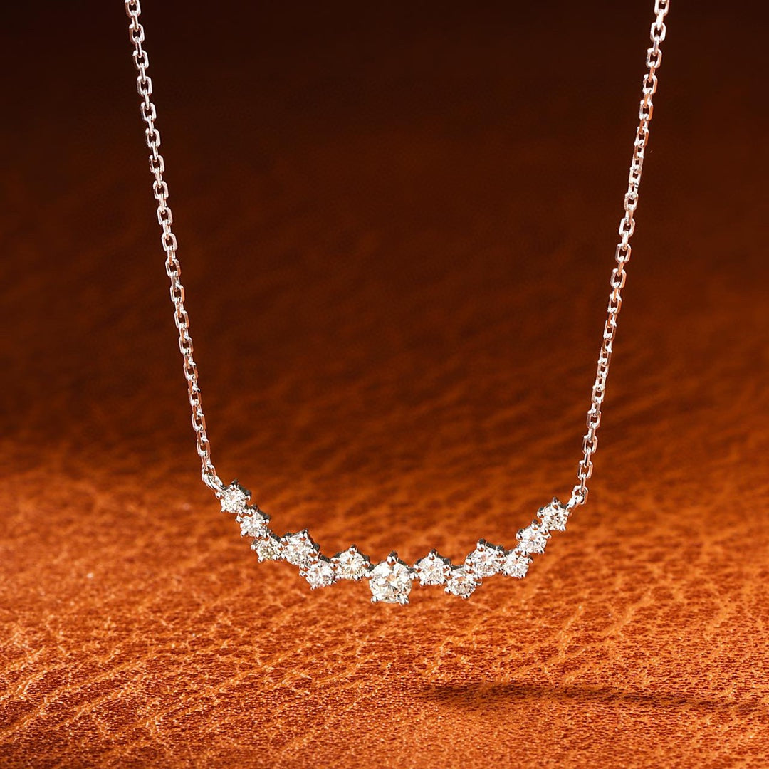 18K Cultured Diamond Smiling Starry Sky Pendant Necklace - Luxurious Jewelry