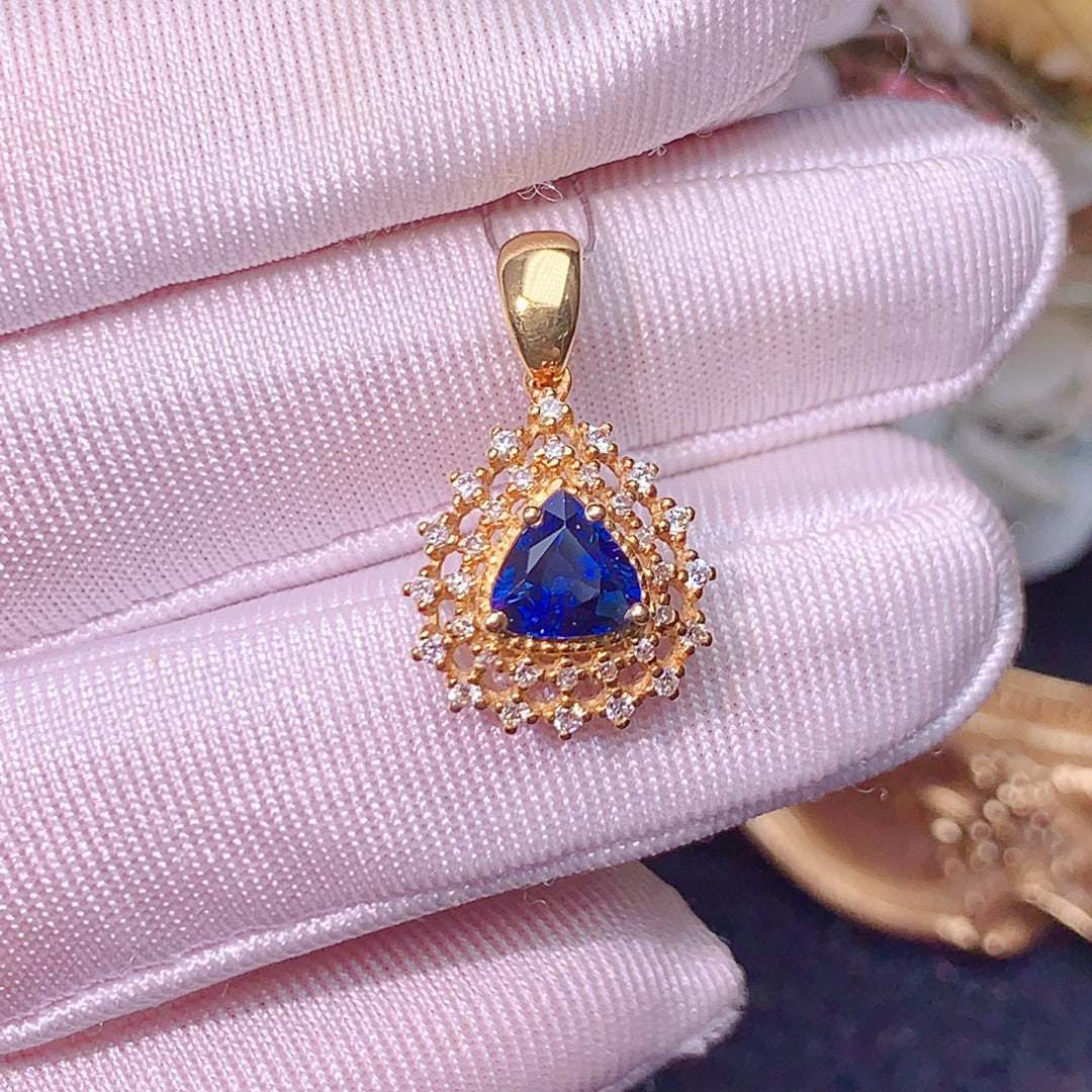 Exquisite 18K Sapphire Pendant with Diamond Accents - A Jewelry Delight