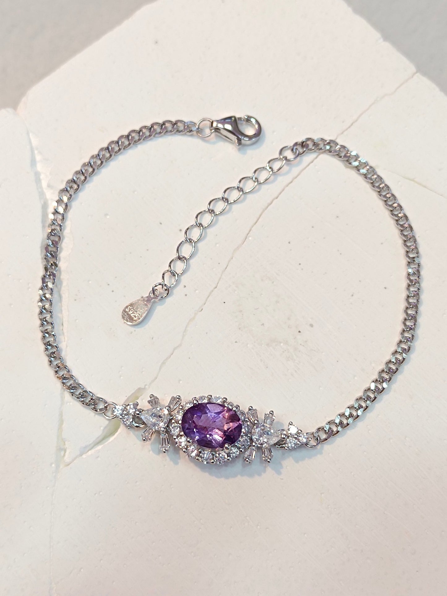 Gelang Barang Kemas Amethyst Terbenam Perak S925 yang Mewah