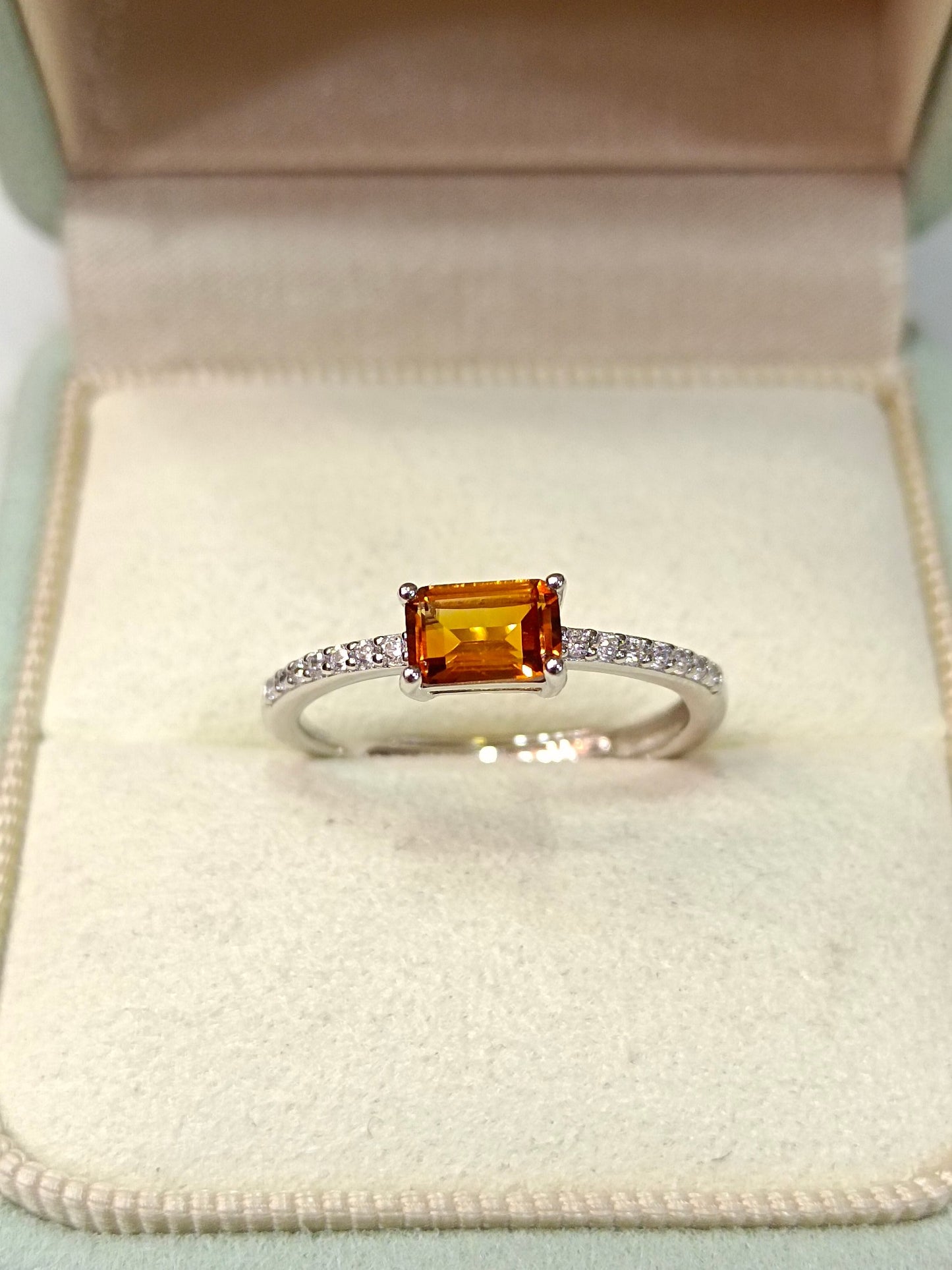 S925 Silver Exquisite Inlay Premium Caramel Citrine Ring - Sweet Little Sugar Cube Jewelry