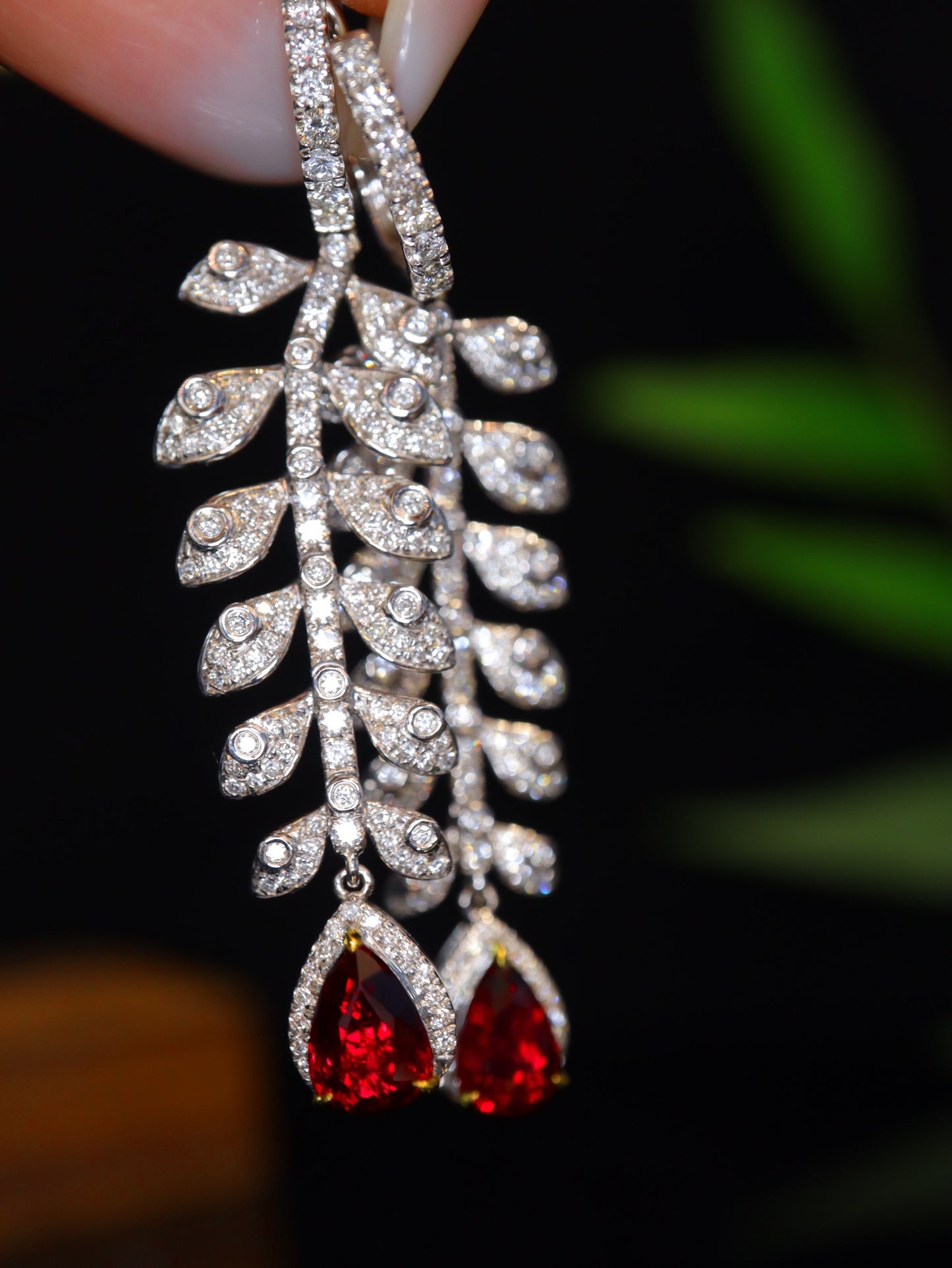 Luxurious High-End Jewelry: Exquisite Lady's Ruby and Diamond Earrings