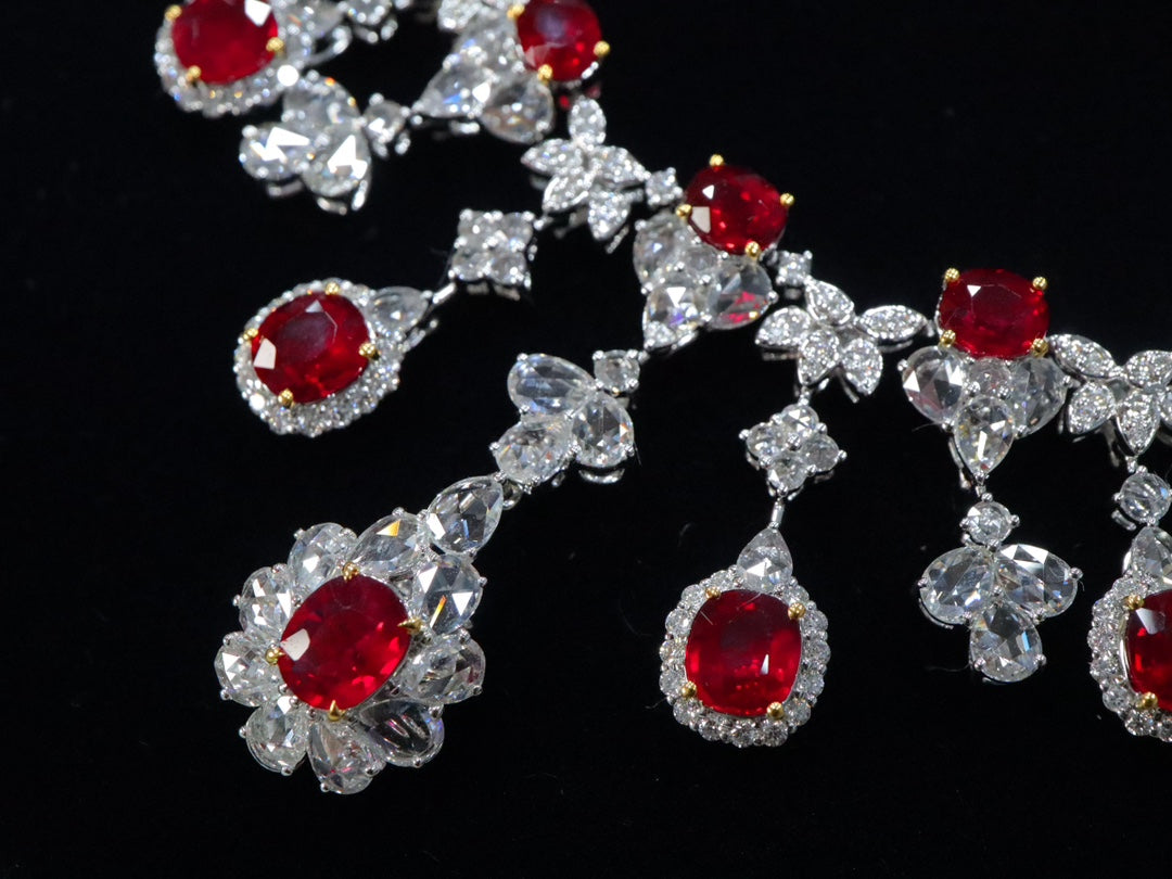 Magnificent Jewelry: Natural Unheated Pigeon's Blood Ruby and Diamond Evening Necklace