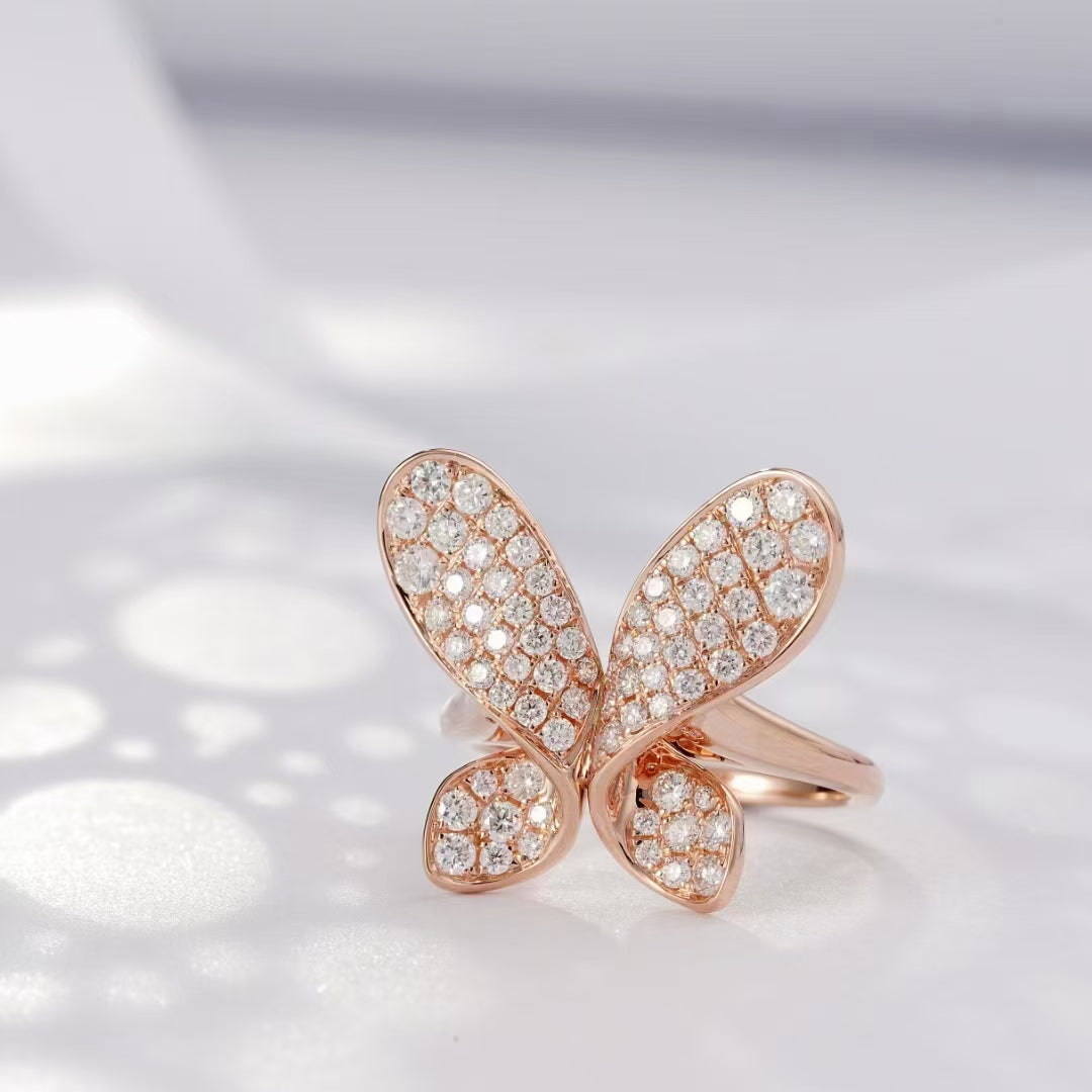 3D Butterfly Ring - Exquisite Jewelry Piece - White Diamond Ring