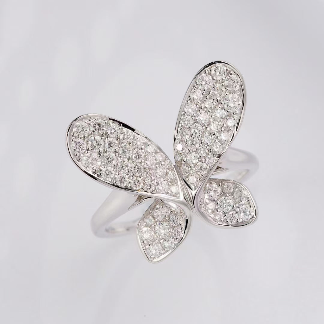 3D Butterfly Ring - Exquisite Jewelry Piece - White Diamond Ring