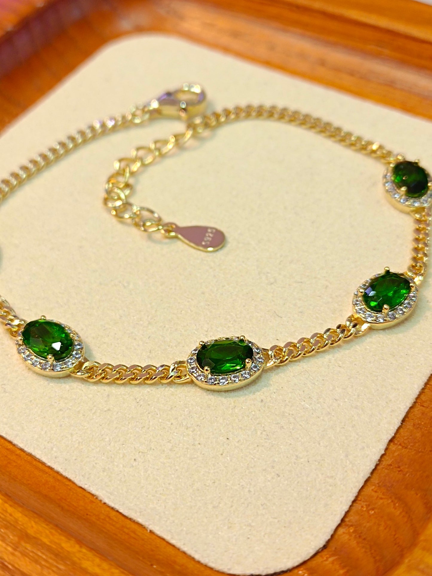 Elegant S925 Sterling Silver and Diopside Jewelry Bracelet