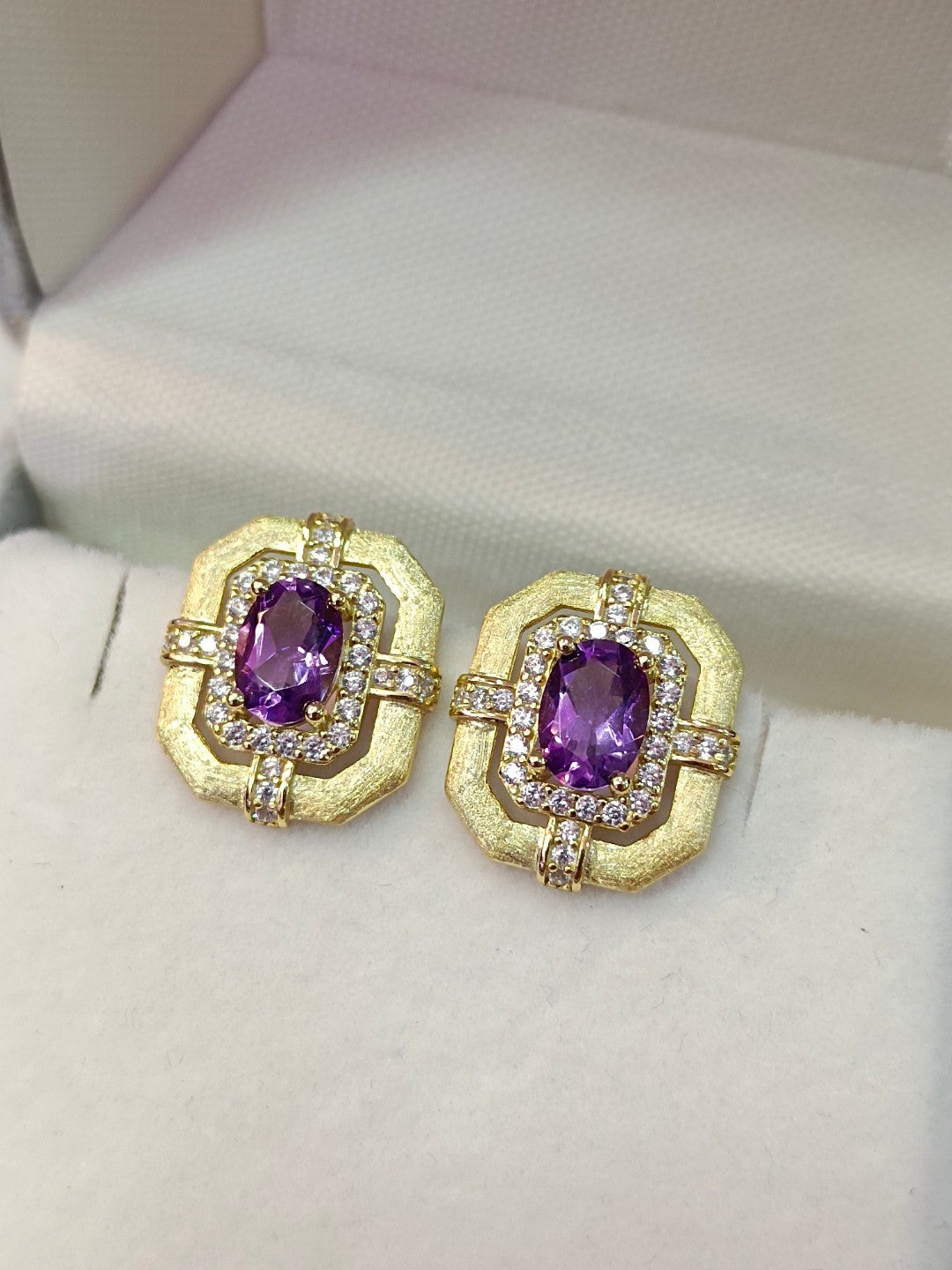 Luxurious Natural Amethyst Earrings - Jewelry for Elegance and Grace