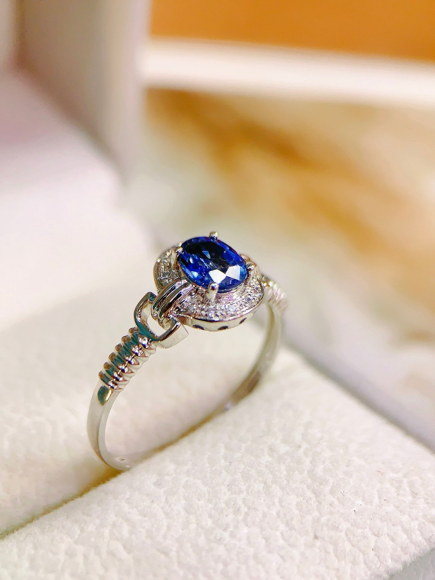 Luxury Sapphire Ring in 18K Gold with Diamond Accents - Fine Jewelry