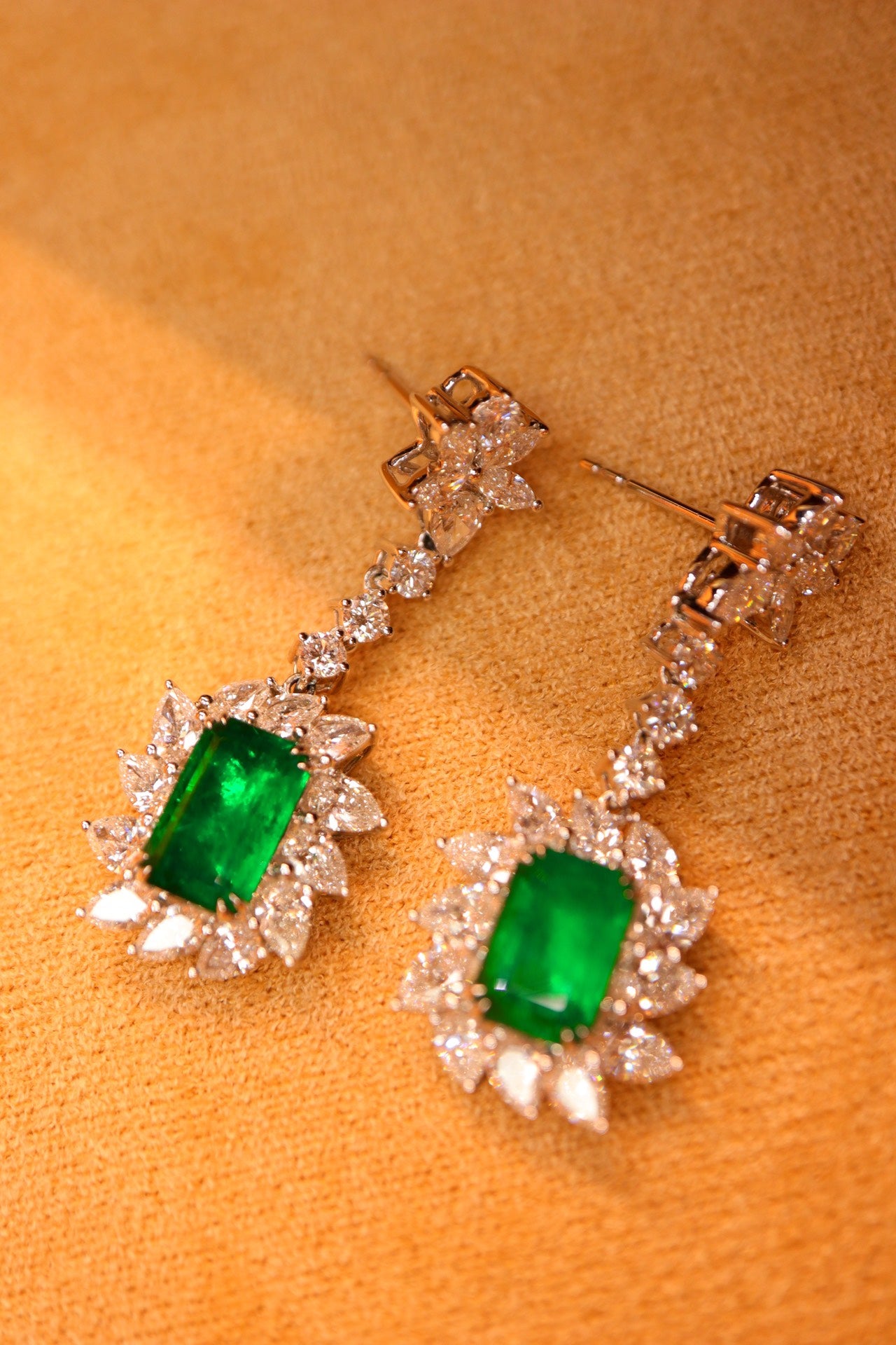 Majestic Lady Style Jewelry: Zambian Emerald Earrings with Top-Grade Walton Green