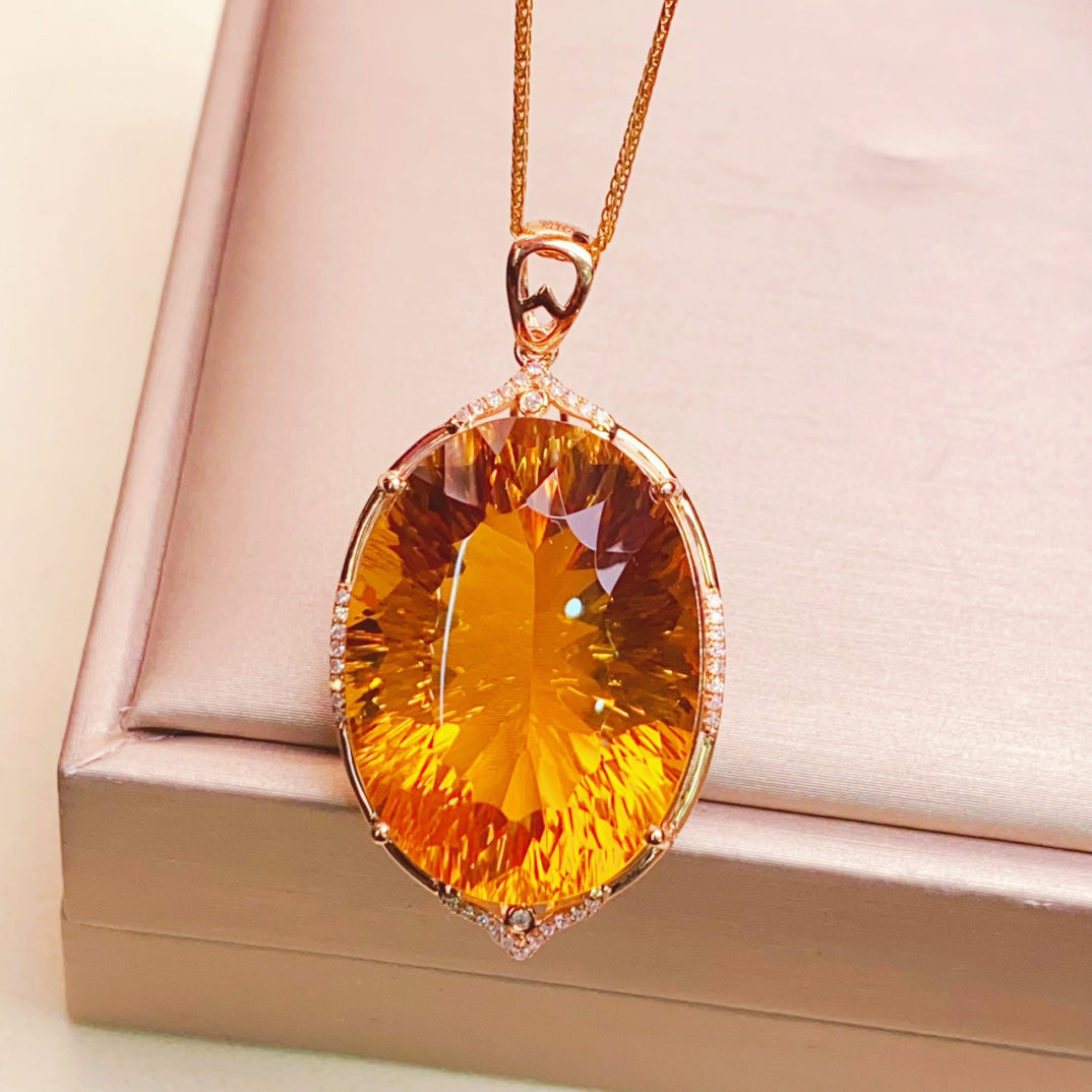 Pendentif Citrine Jaune Radiant Sunshine - Bijoux de Luxe