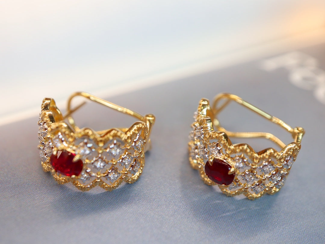 Buccellati-Style Ruby Ear Clips Jewelry