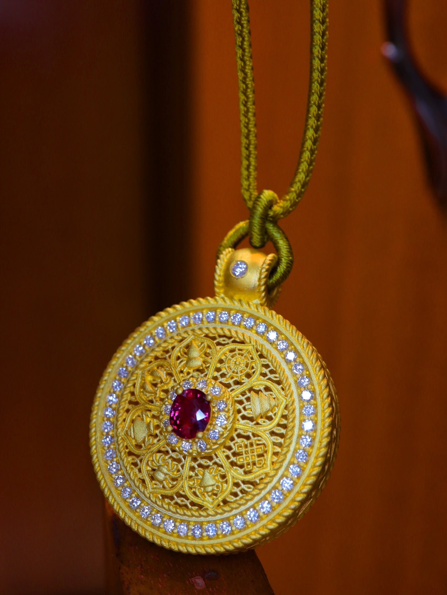 24k Gold Ruby Pendant Jewelry - Premium Natural Pigeon Blood Red