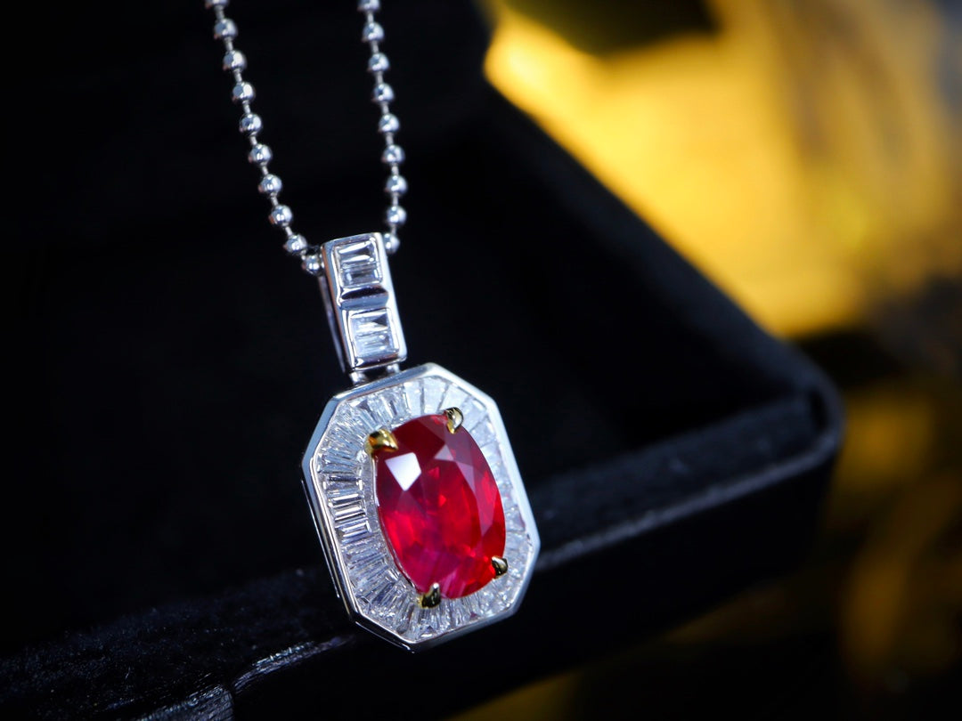 Pigeon's Blood Ruby Pendant - Unheated Gemstone Jewelry