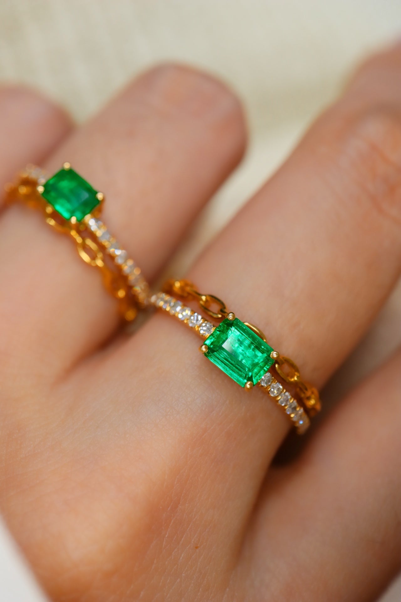 Panjshir Fine Jewelry - Emerald Ring with Diamond Accent