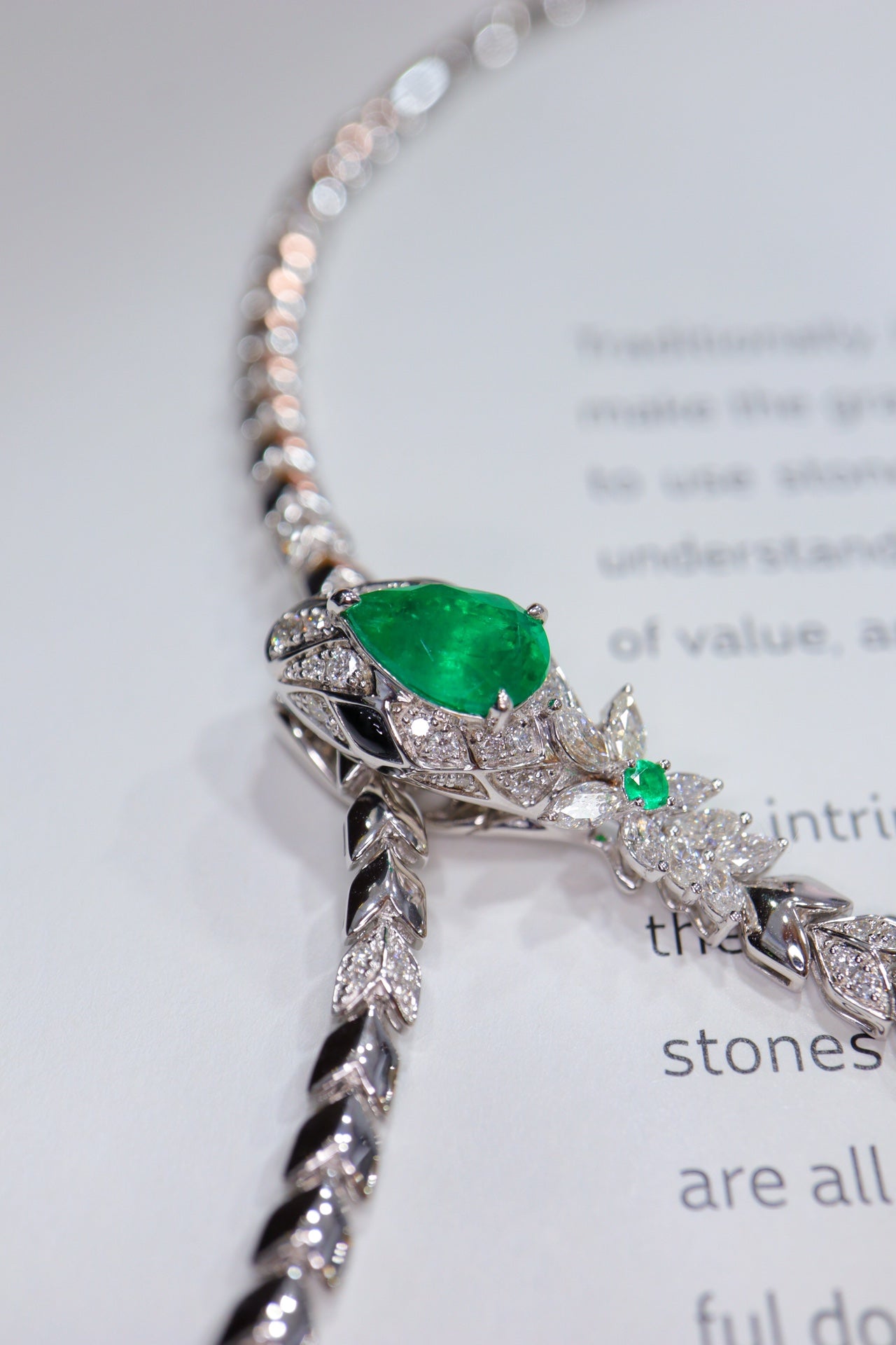 Emerald Jewelry: Serpent Design Emerald Necklace with Adjustable Wear