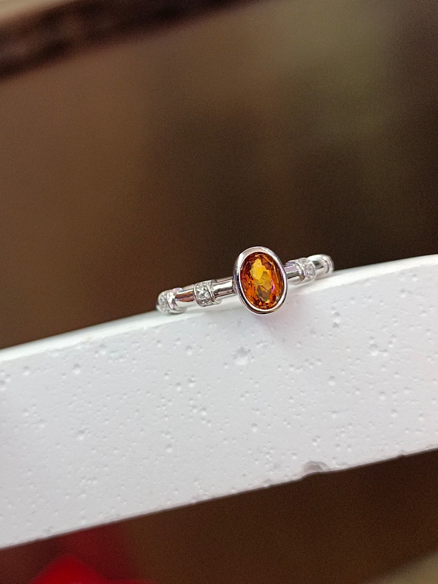 Cincin Citrine Karamel Indah Perak Sterling S925 - Perhiasan Bagus