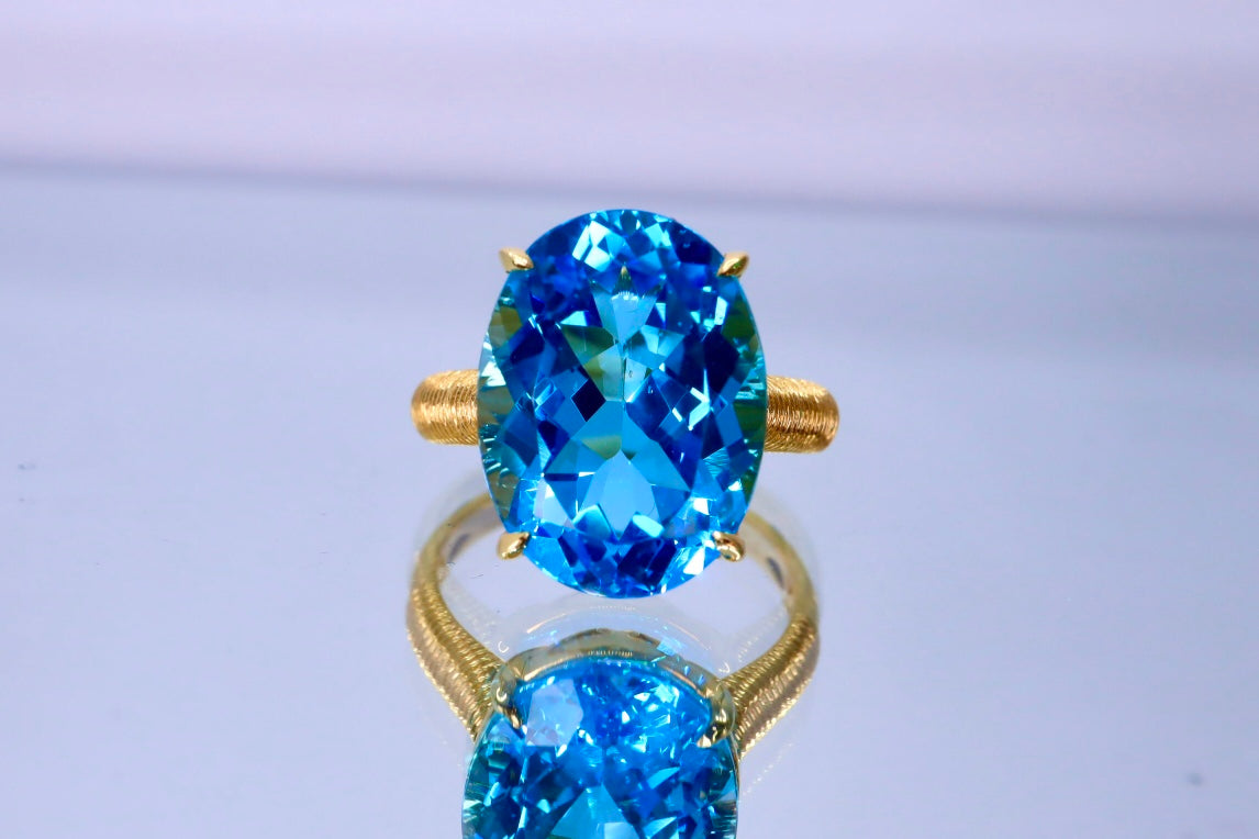 New Arrival: Exquisite Swiss Blue Topaz Ring - Elegant Jewelry