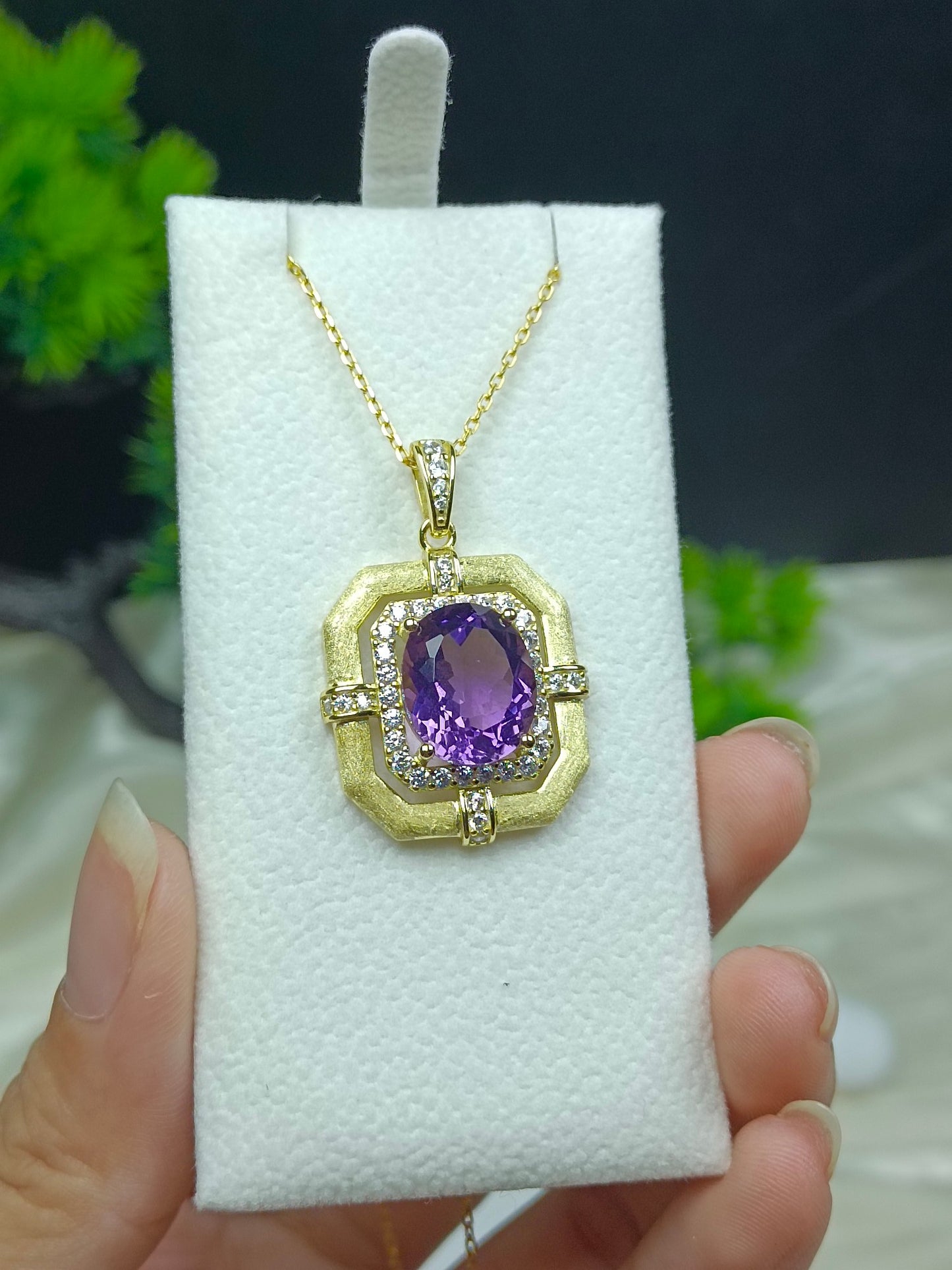 Exquisite S925 Silver Embedded Amethyst Luxury Jewelry Set