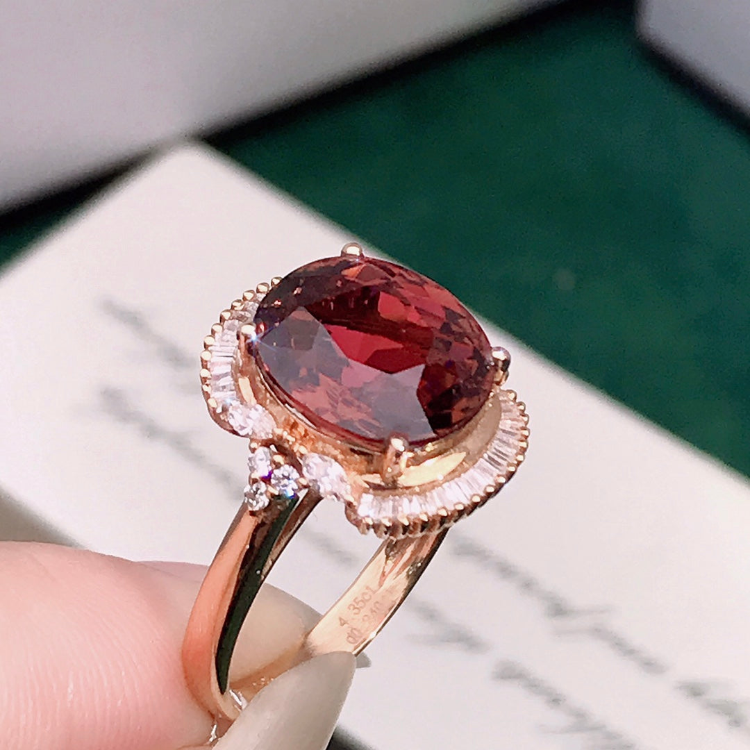 Elegant 18K Gold Natural Tourmaline Ring - A Jewelry Treasure to Cherish