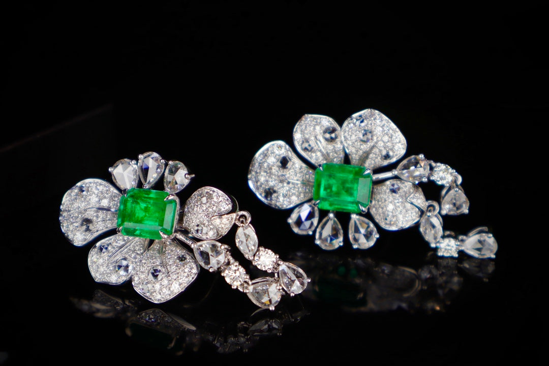 Emerald Earrings "Blooming Elegance": A Unique Jewelry Piece