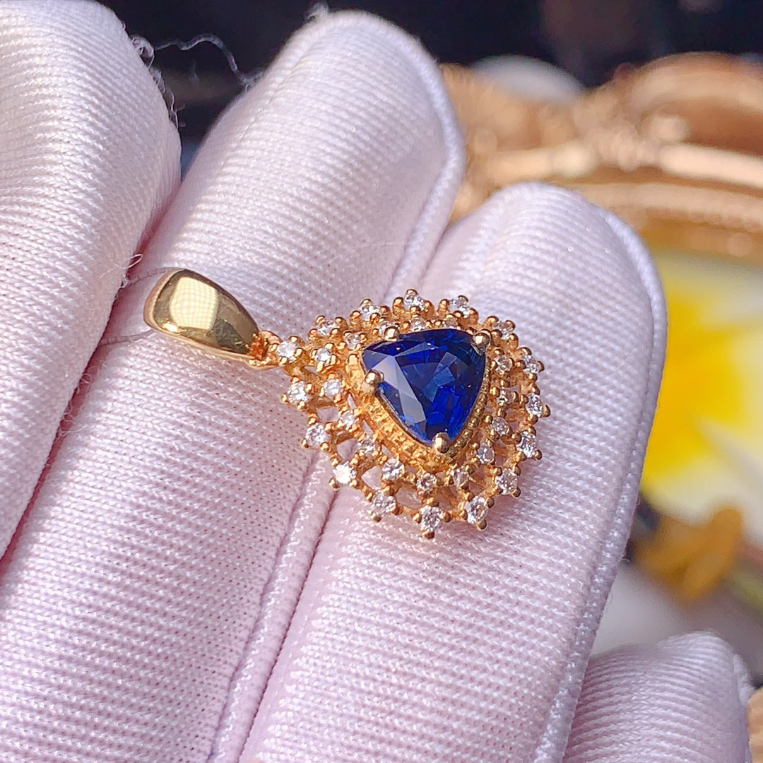 Exquisite 18K Sapphire Pendant with Diamond Accents - A Jewelry Delight